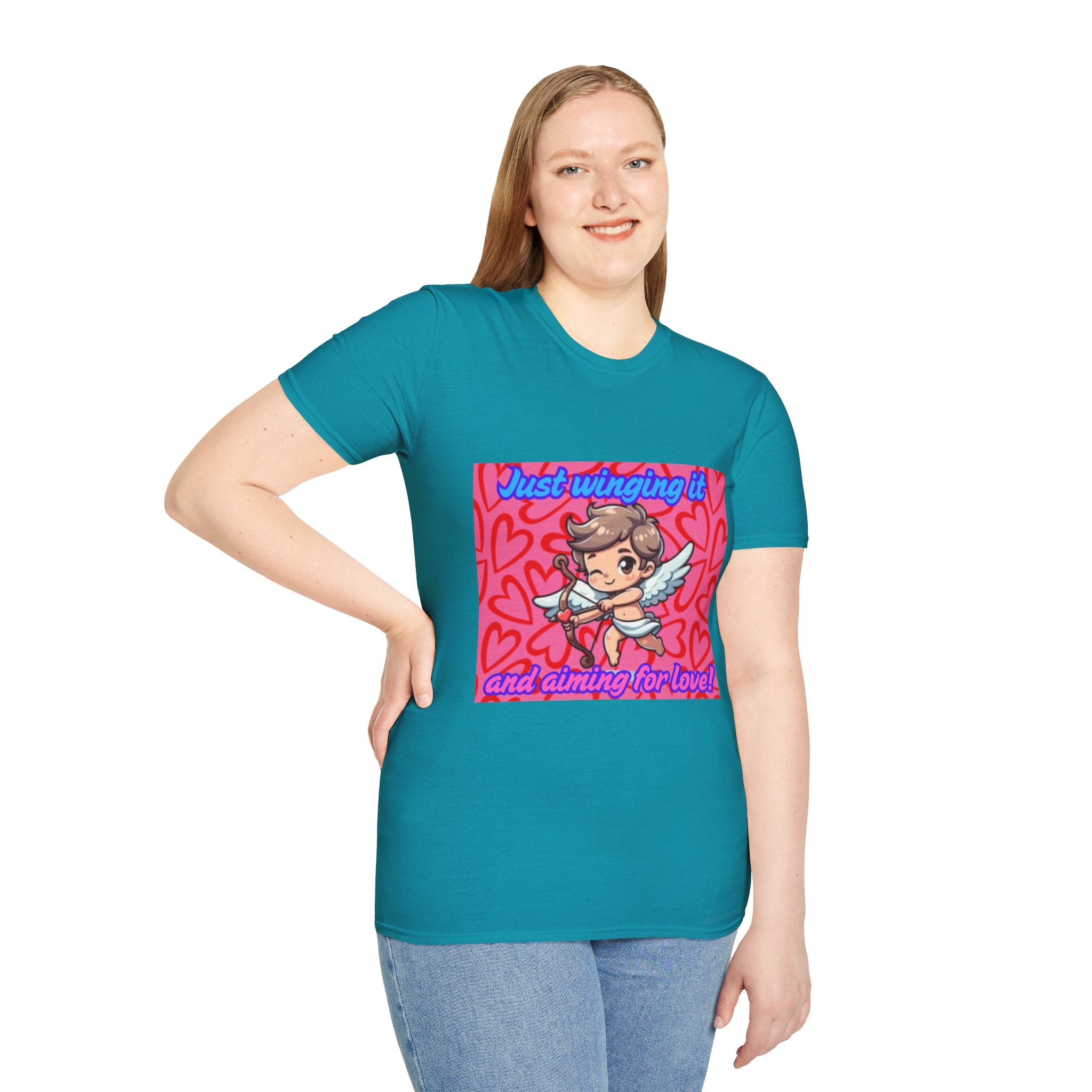 Just Winging It And Aiming For Love Unisex Softstyle T-Shirt