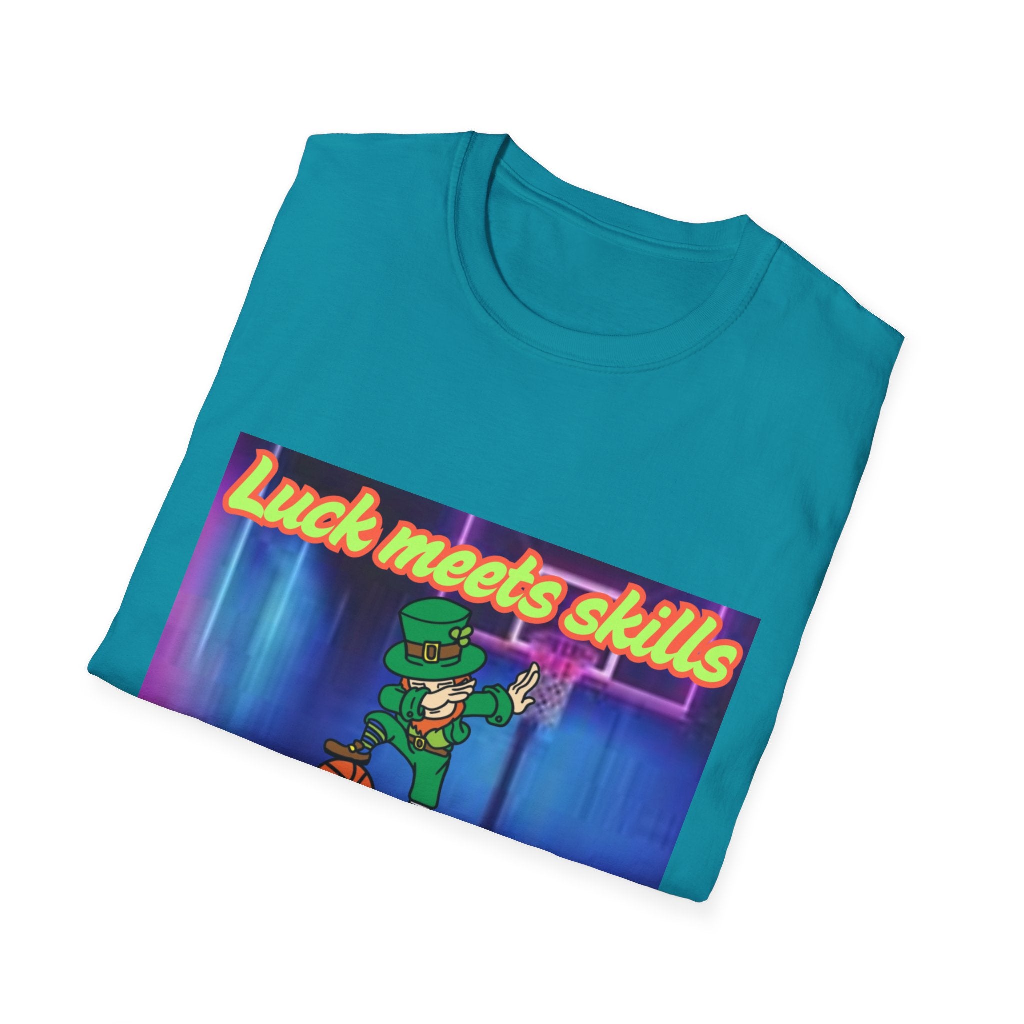 Luck Meets Skills Dabbing Into A Slam Dunk! Unisex Softstyle T-Shirt
