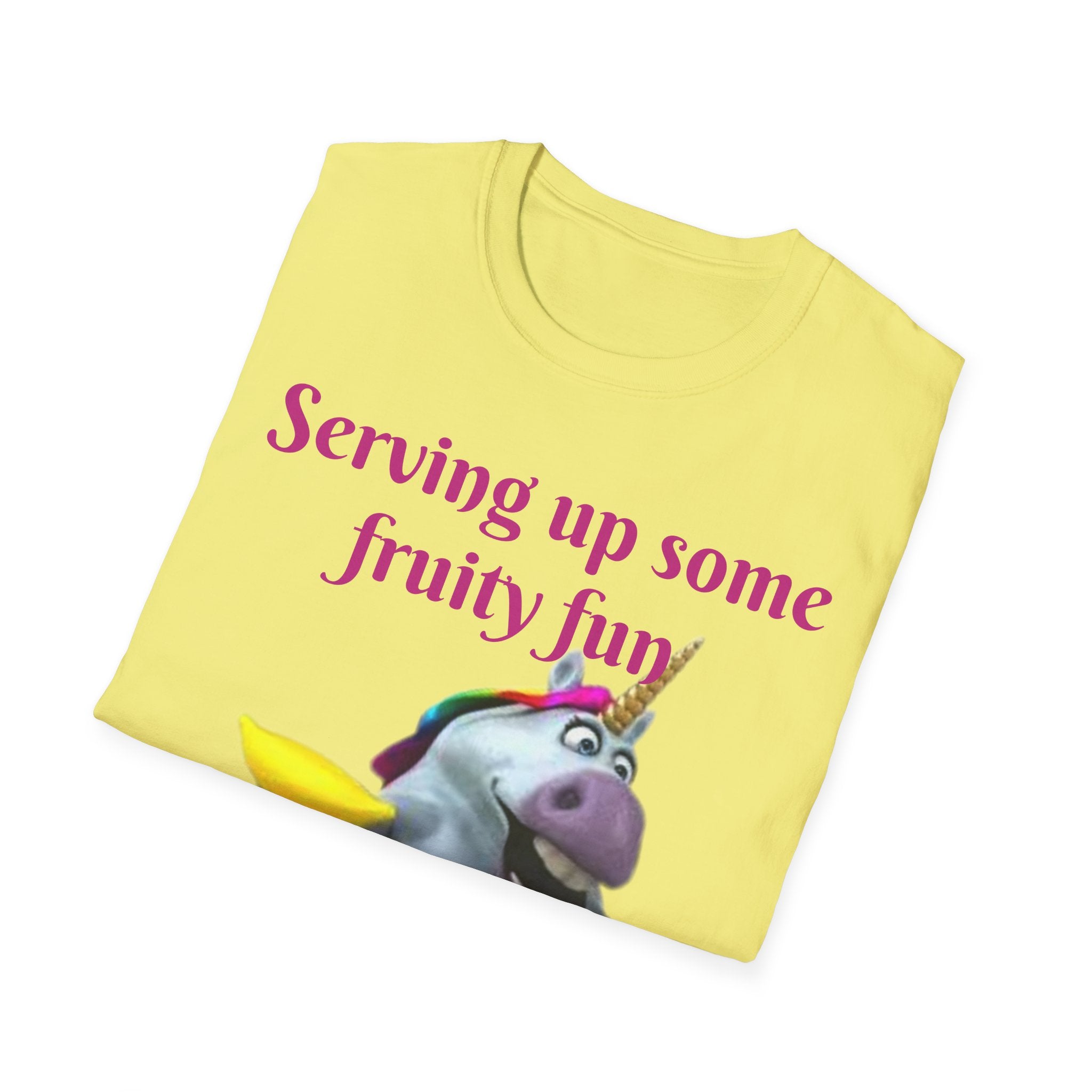 Serving Up Some Fruity Fun Let's Go Bananas Unicorn Unisex Softstyle T-Shirt