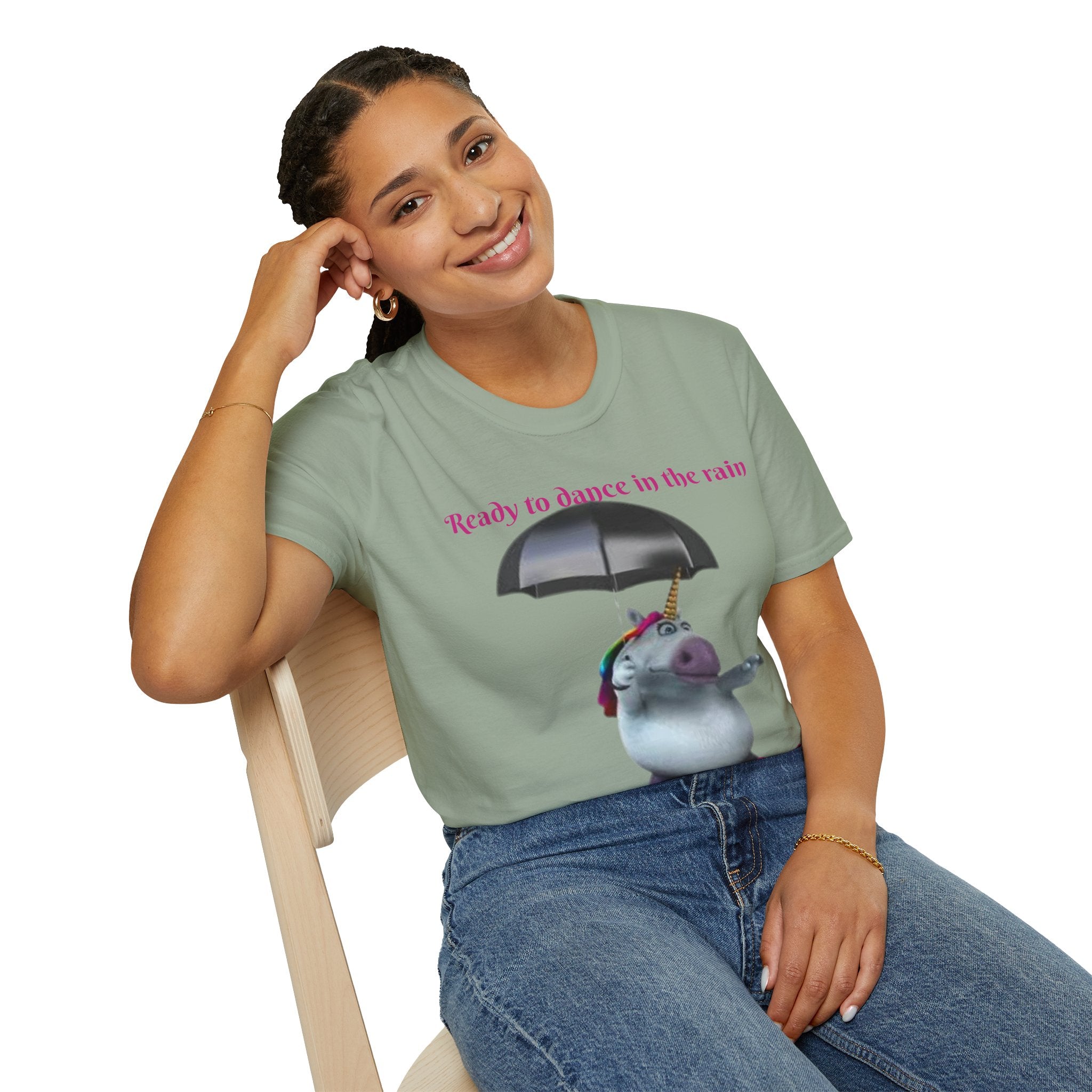 Ready to Dance In The Rain With A Splash Of Style Unicorn Unisex Softstyle T-Shirt