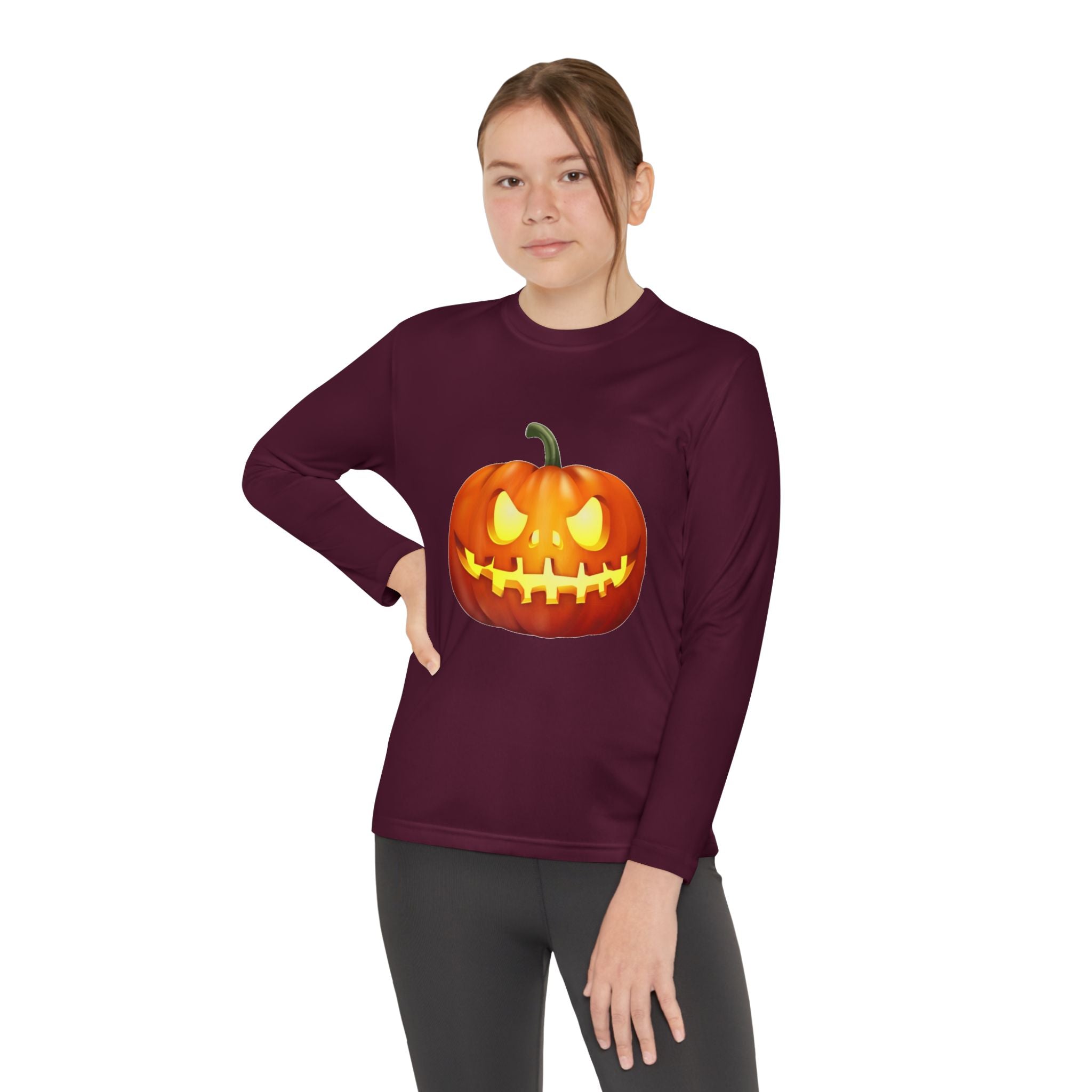 Halloween Pumpkin Youth Long Sleeve Competitor T-Shirt