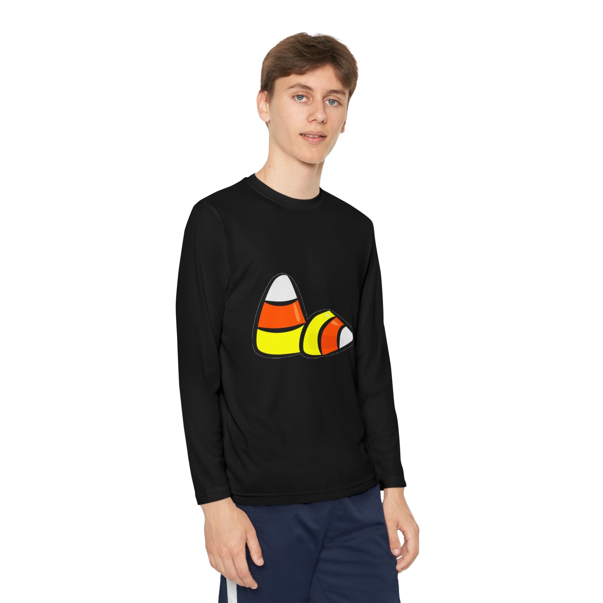 Halloween Candy Corn Youth Long Sleeve Competitor T-Shirt
