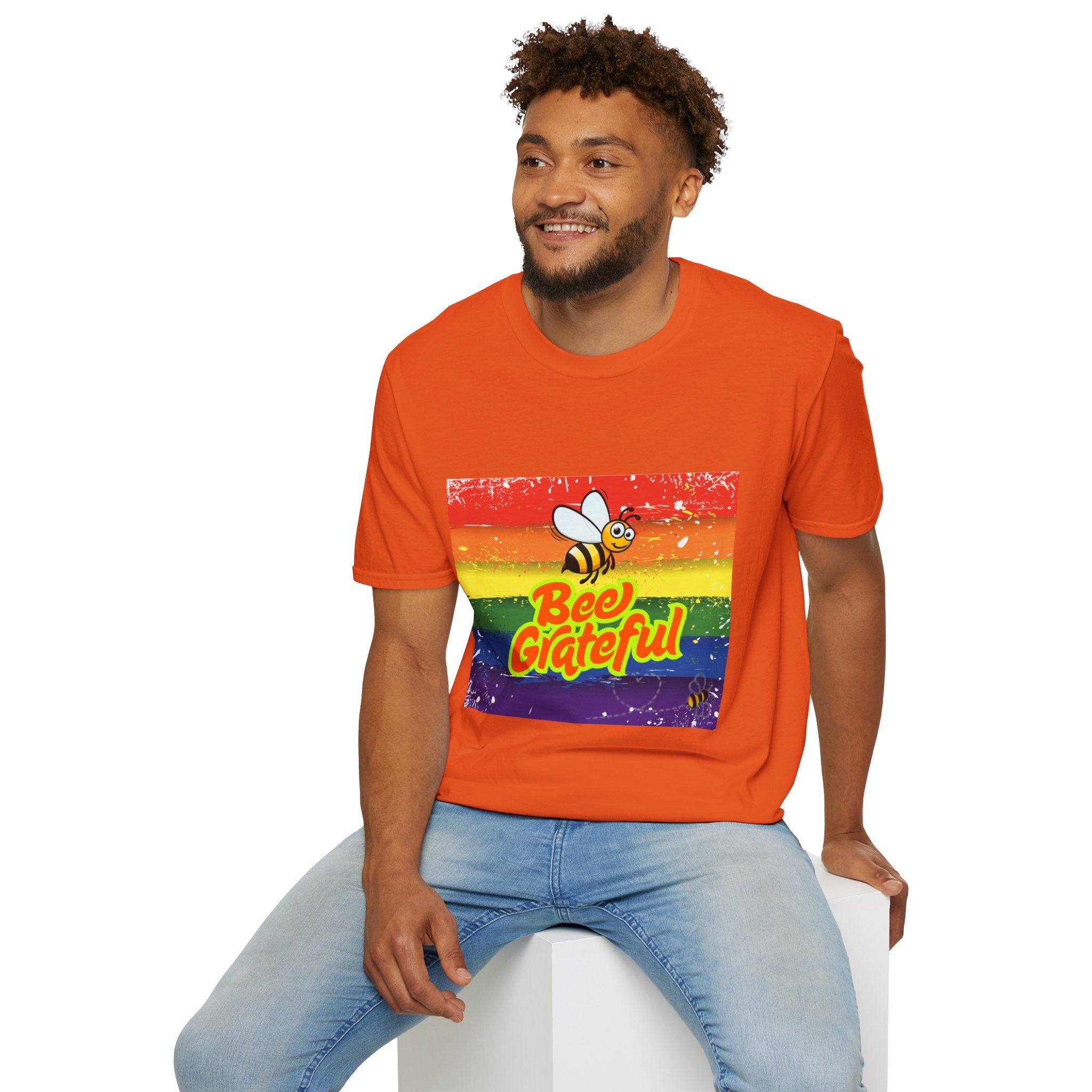 Bee Grateful Rainbow Unisex Softstyle T-Shirt