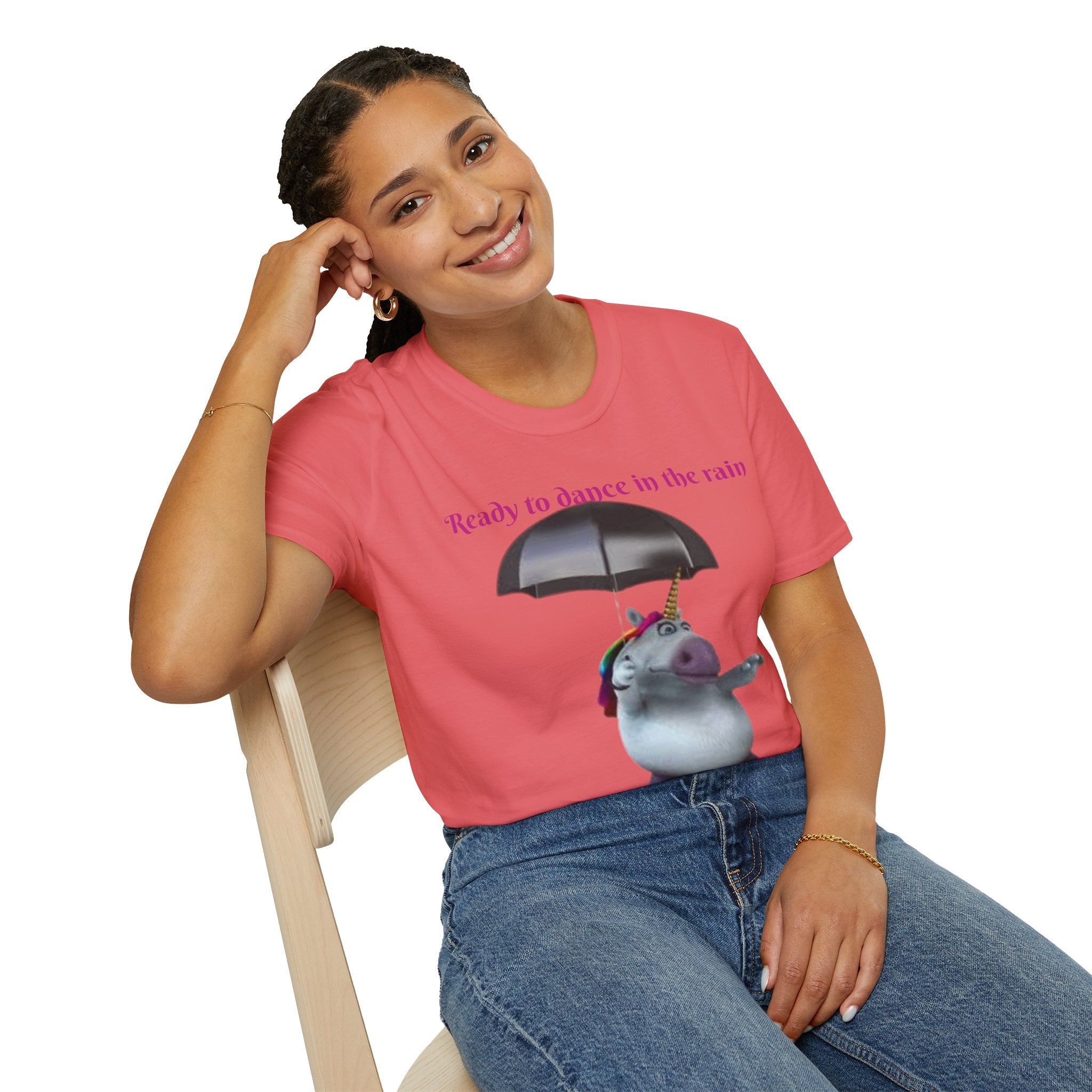 Ready to Dance In The Rain With A Splash Of Style Unicorn Unisex Softstyle T-Shirt