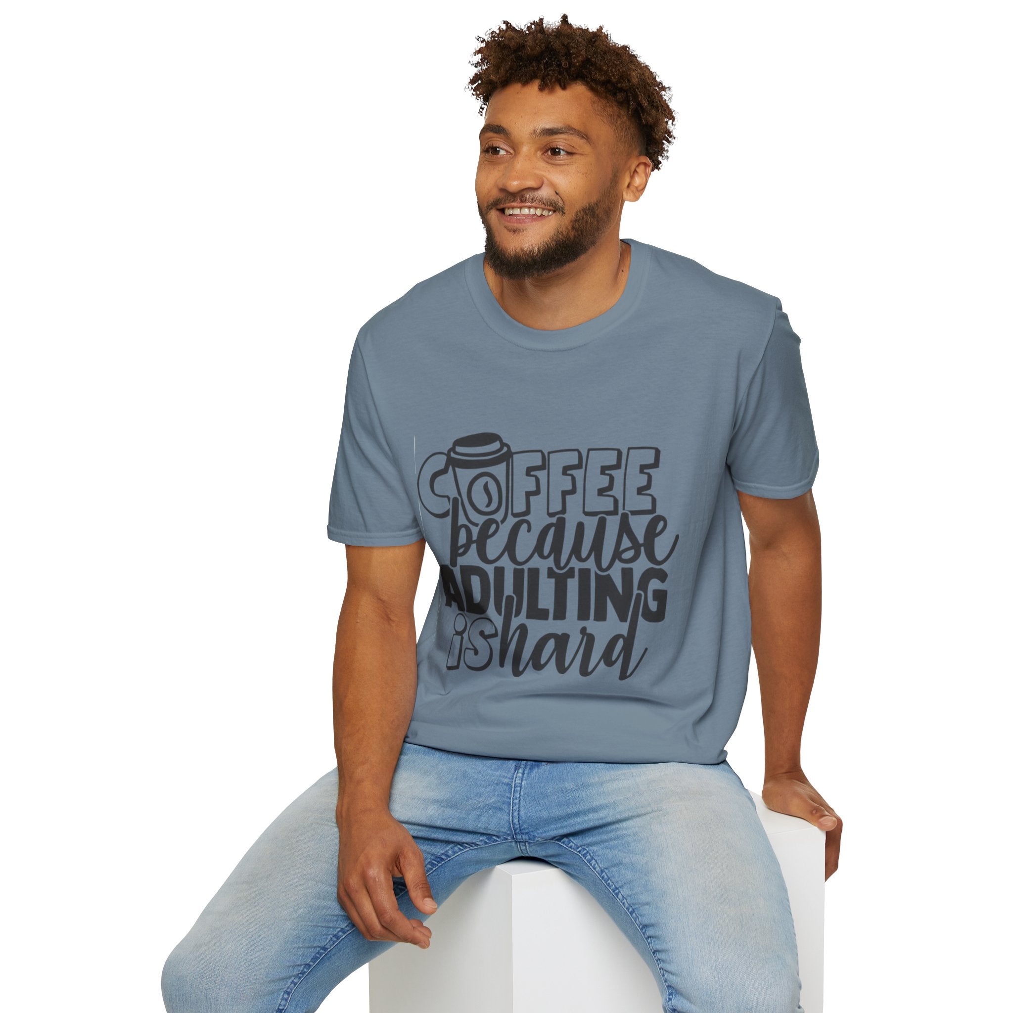 Coffee Because Adulting is Hard Unisex Softstyle T-Shirt