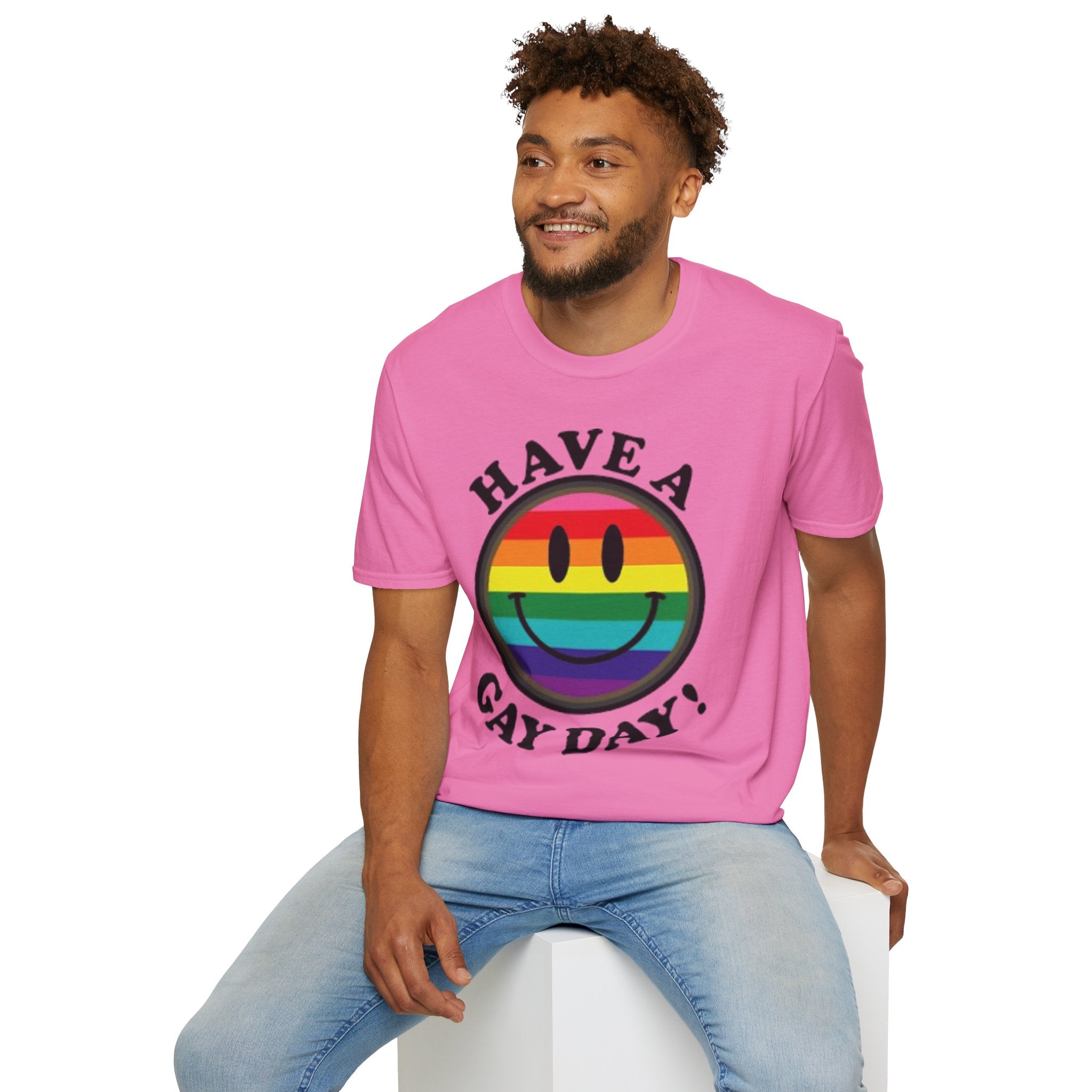 Have A Gay Day Rainbow Smile Unisex Softstyle T-Shirt
