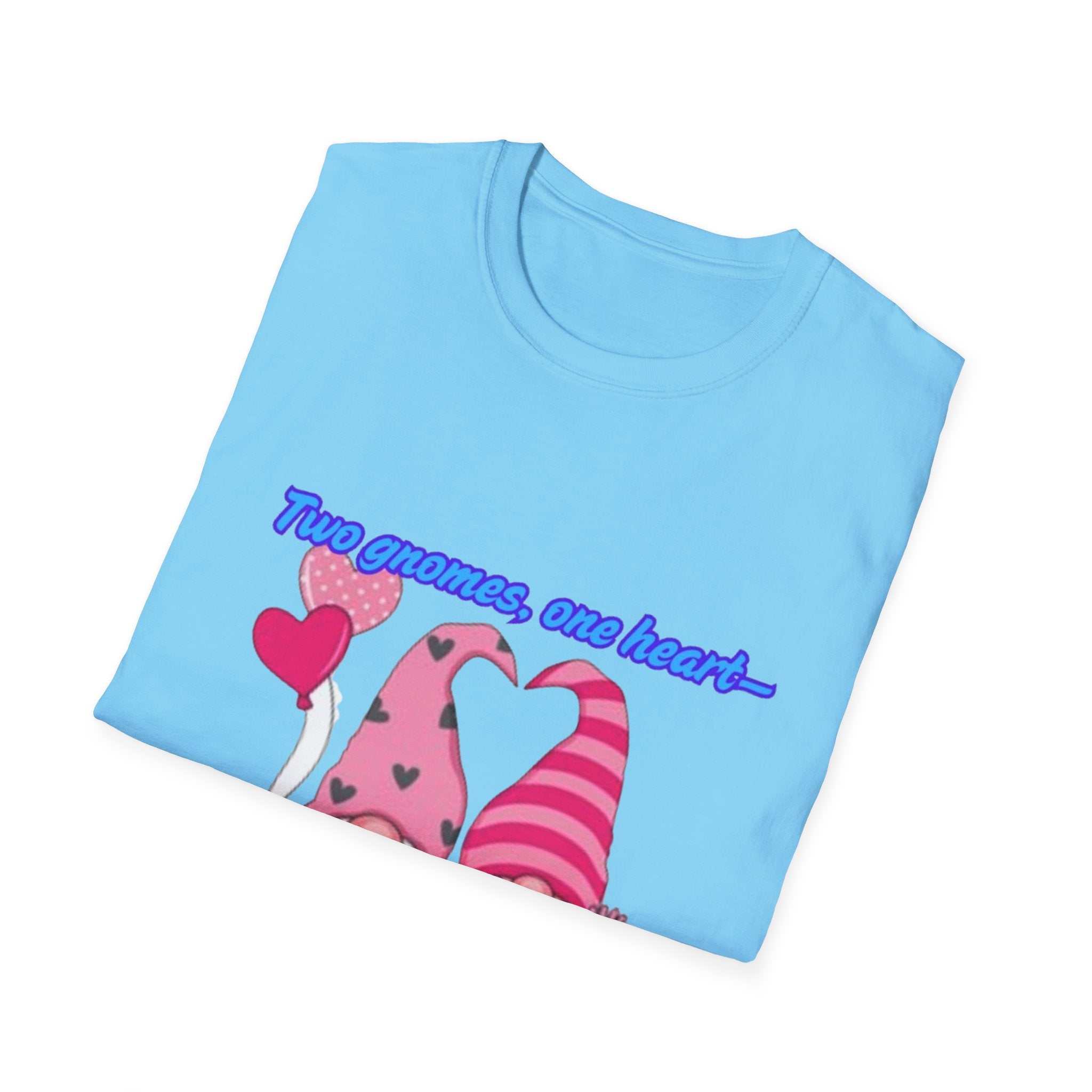 Two Gnomes, One Heart- Let's Make Love Grow Wild Unisex Softstyle T-Shirt