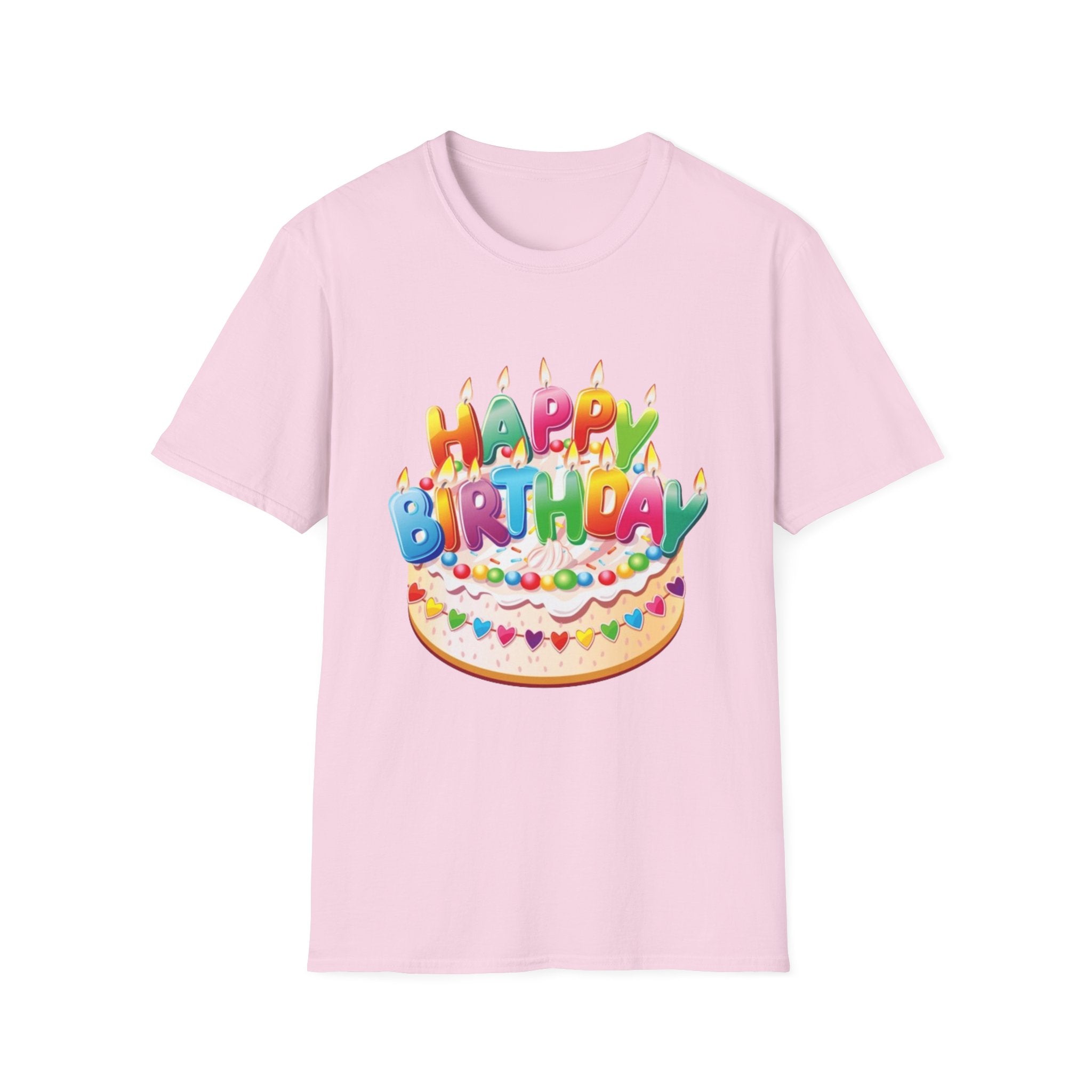 Happy Birthday Cake Unisex Softstyle T-Shirt-Personalize It!