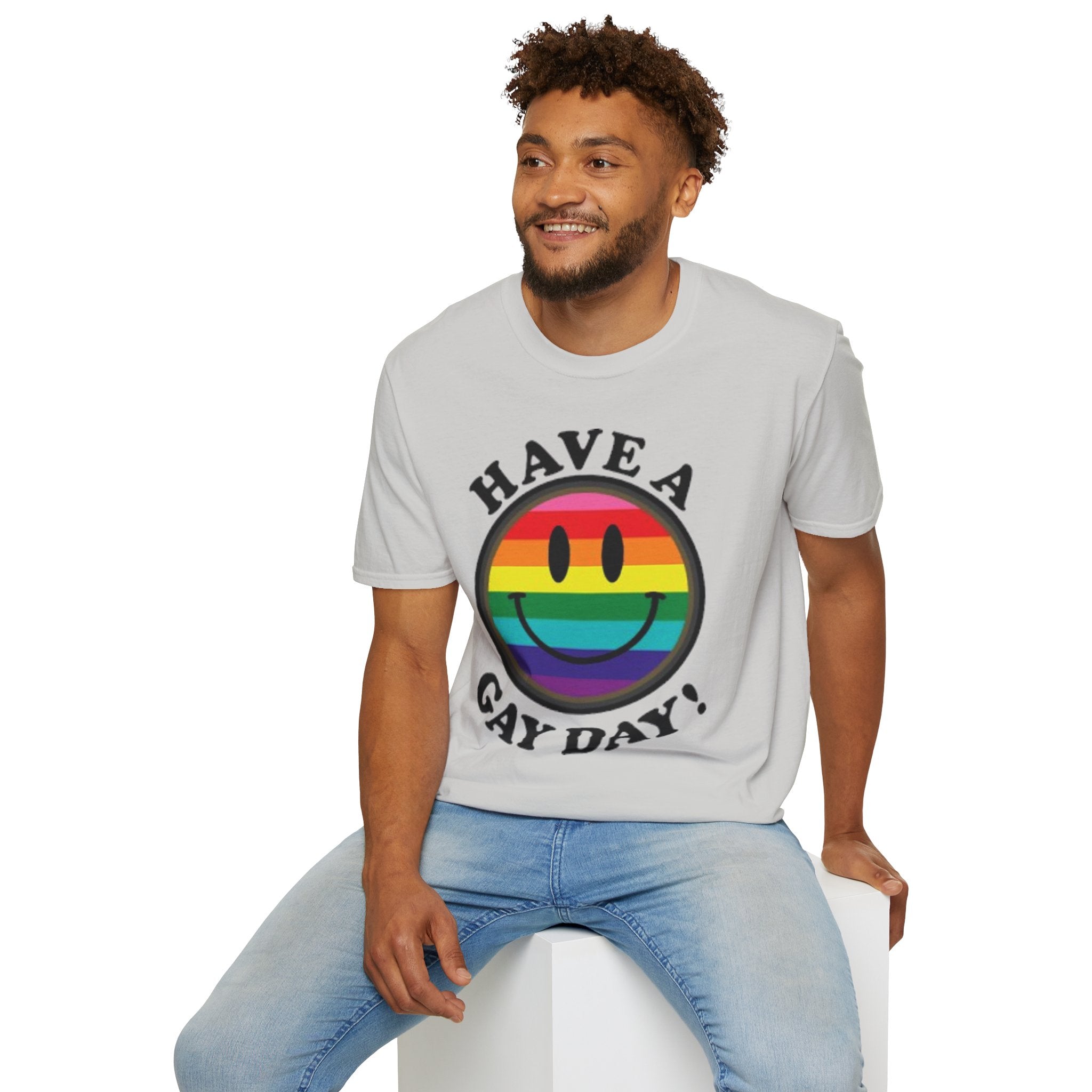 Have A Gay Day Rainbow Smile Unisex Softstyle T-Shirt