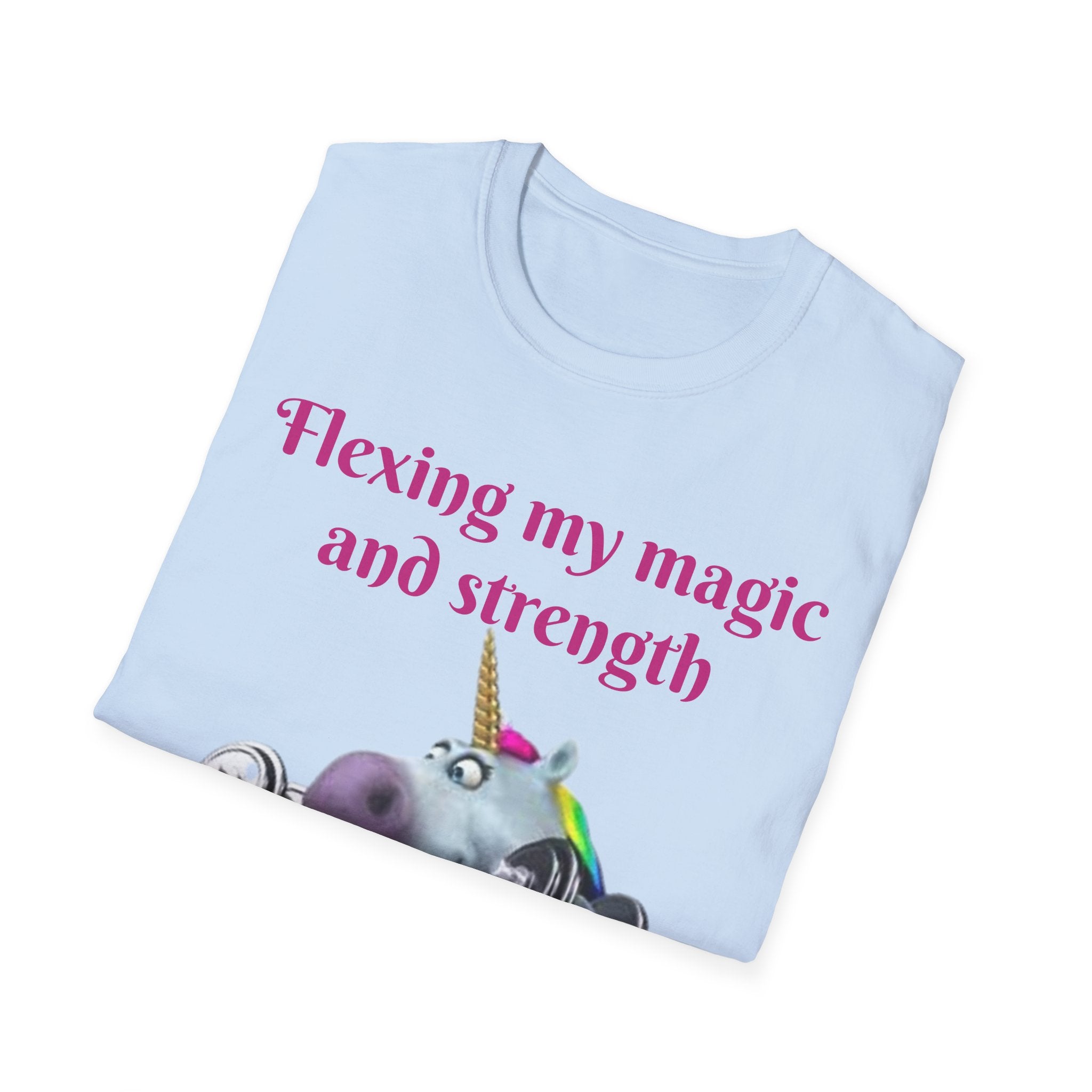 Flexing My Magic And Strength Unicorn Unisex Softstyle T-Shirt