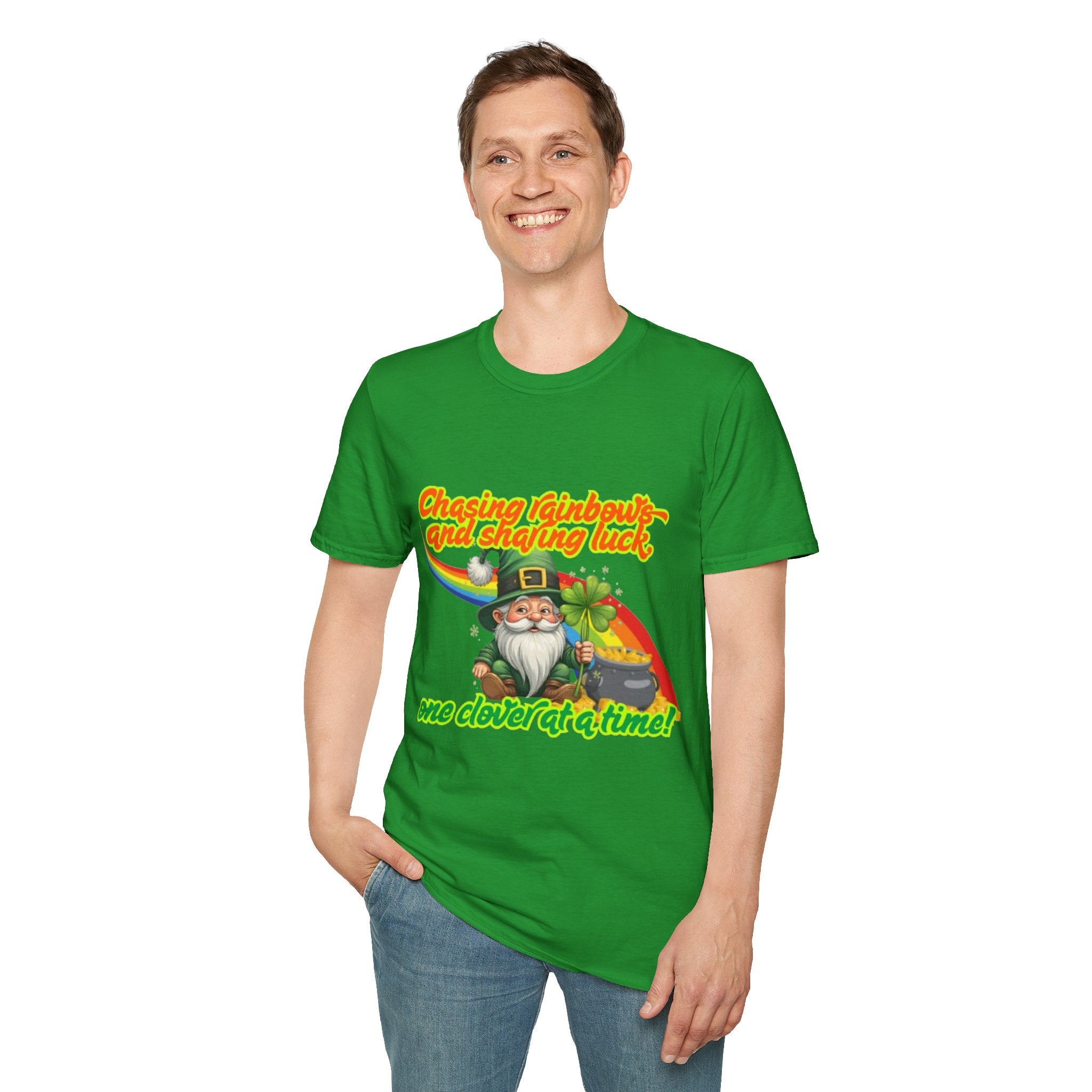 Chasing Rainbows And Sharing Luck, One Clover At A Time! Unisex Softstyle T-Shirt