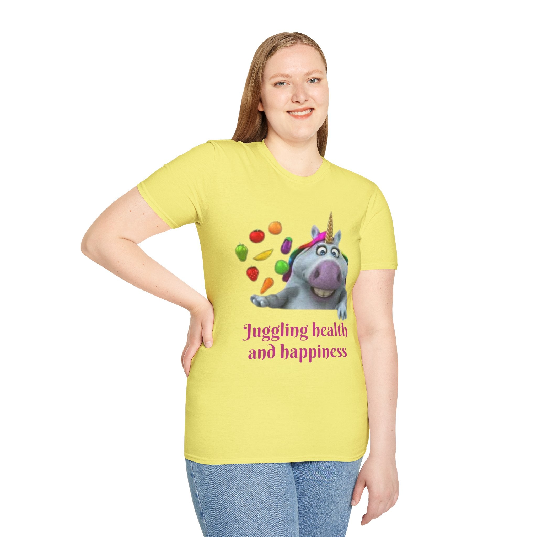 Juggling Health And Happiness Unicorn Unisex Softstyle T-Shirt