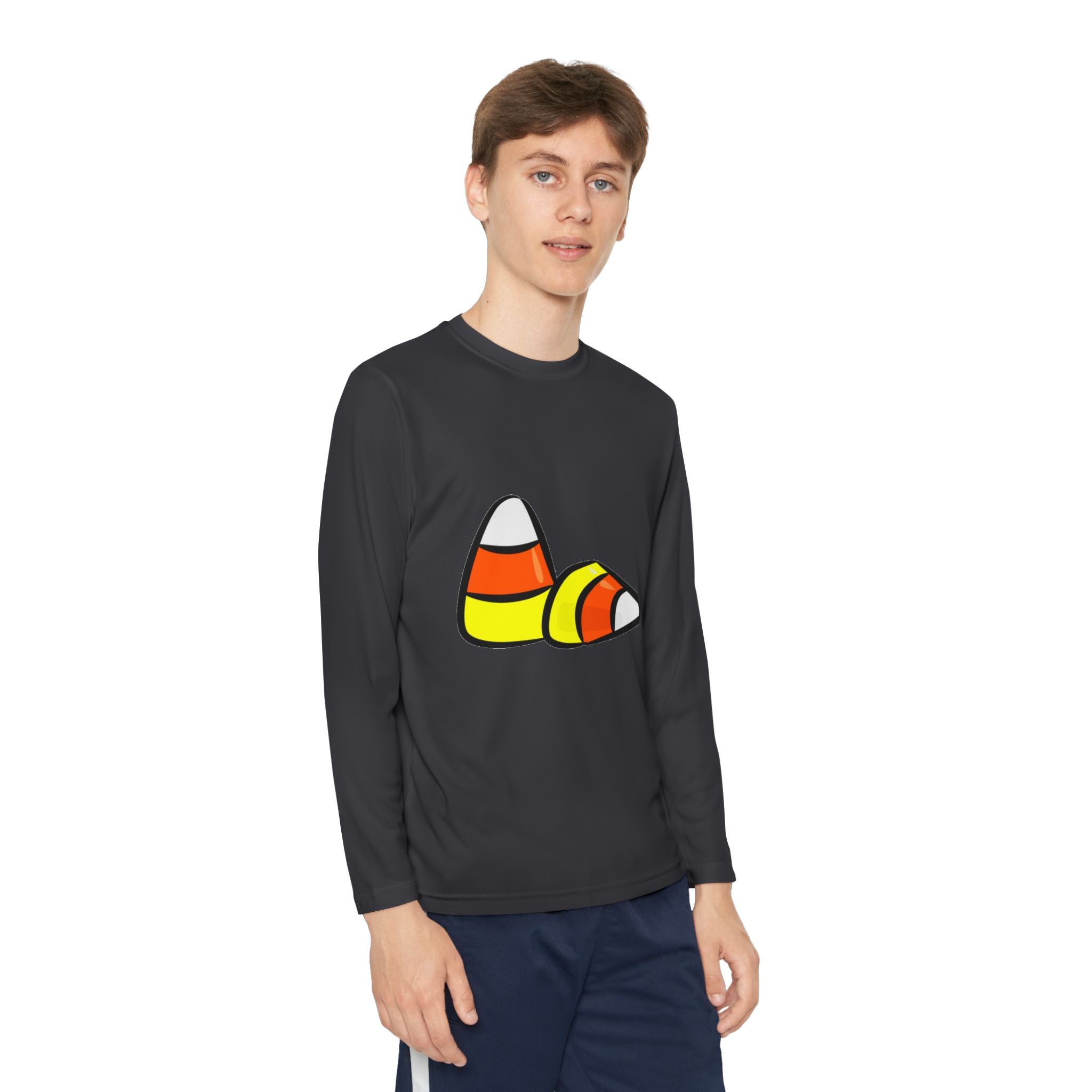 Halloween Candy Corn Youth Long Sleeve Competitor T-Shirt
