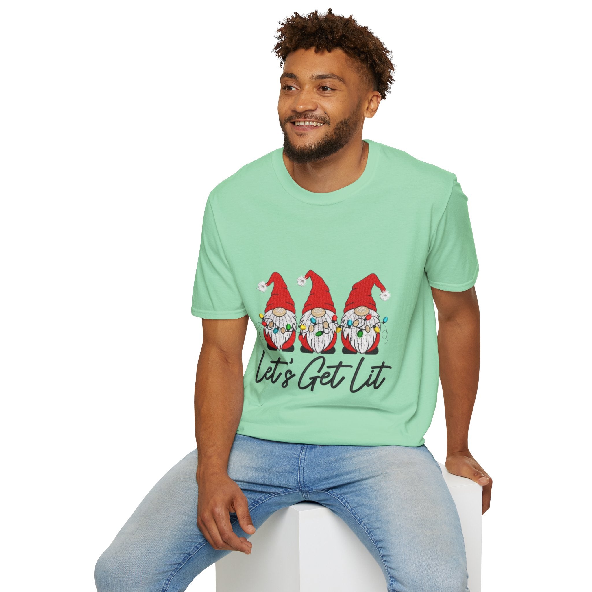 Let's Get Lit Gnome Unisex Softstyle T-Shirt