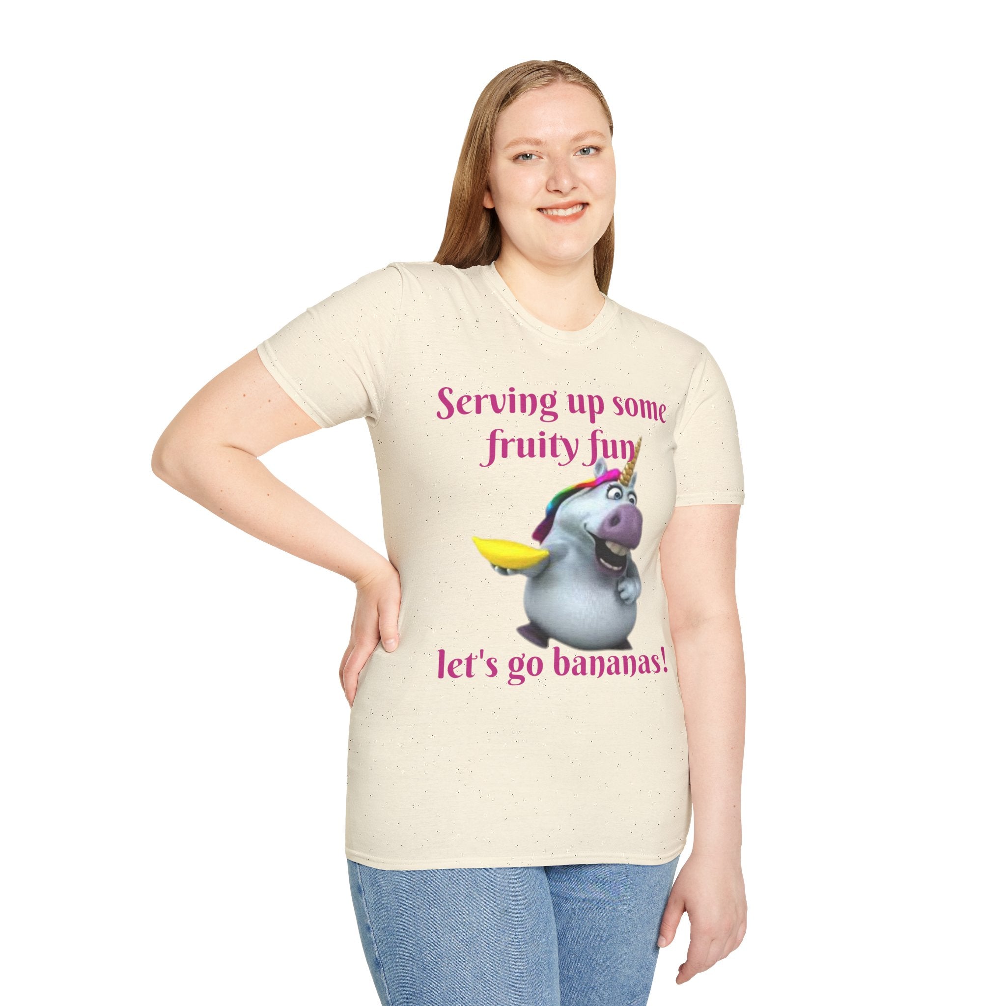 Serving Up Some Fruity Fun Let's Go Bananas Unicorn Unisex Softstyle T-Shirt