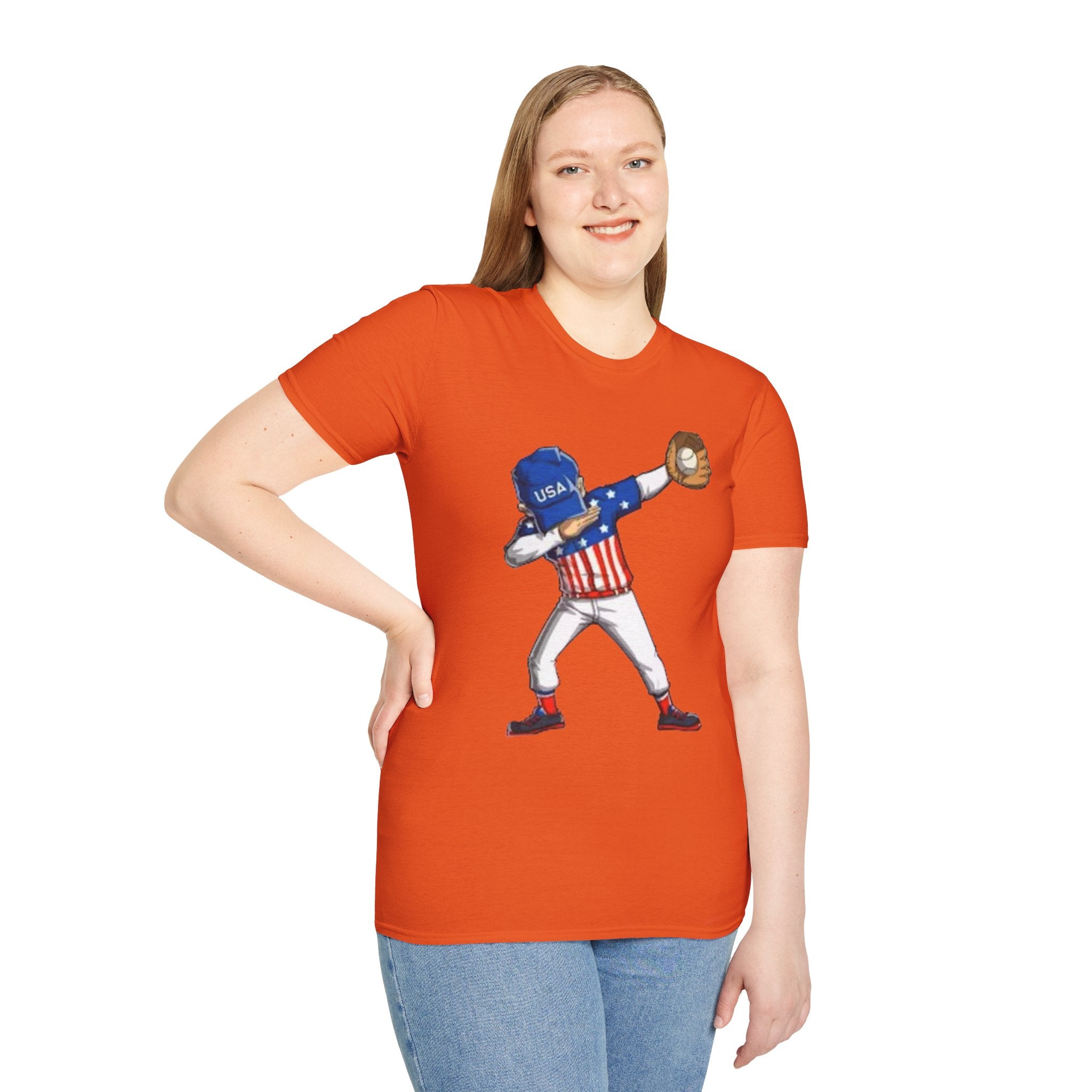 USA Baseball Dabbing Unisex Softstyle T-Shirt
