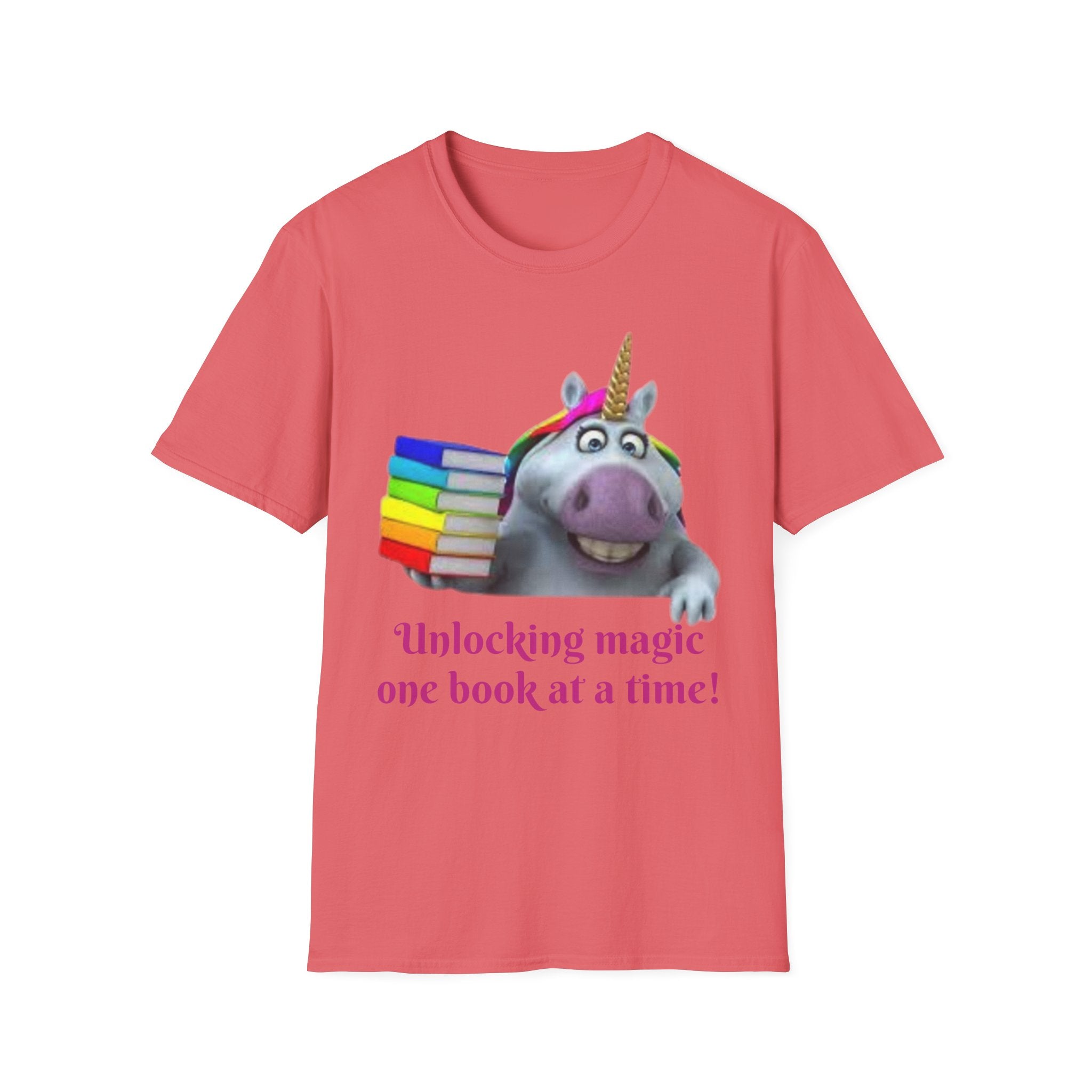 Unlocking Magic, One Book At A Time! Unicorn Unisex Softstyle T-Shirt