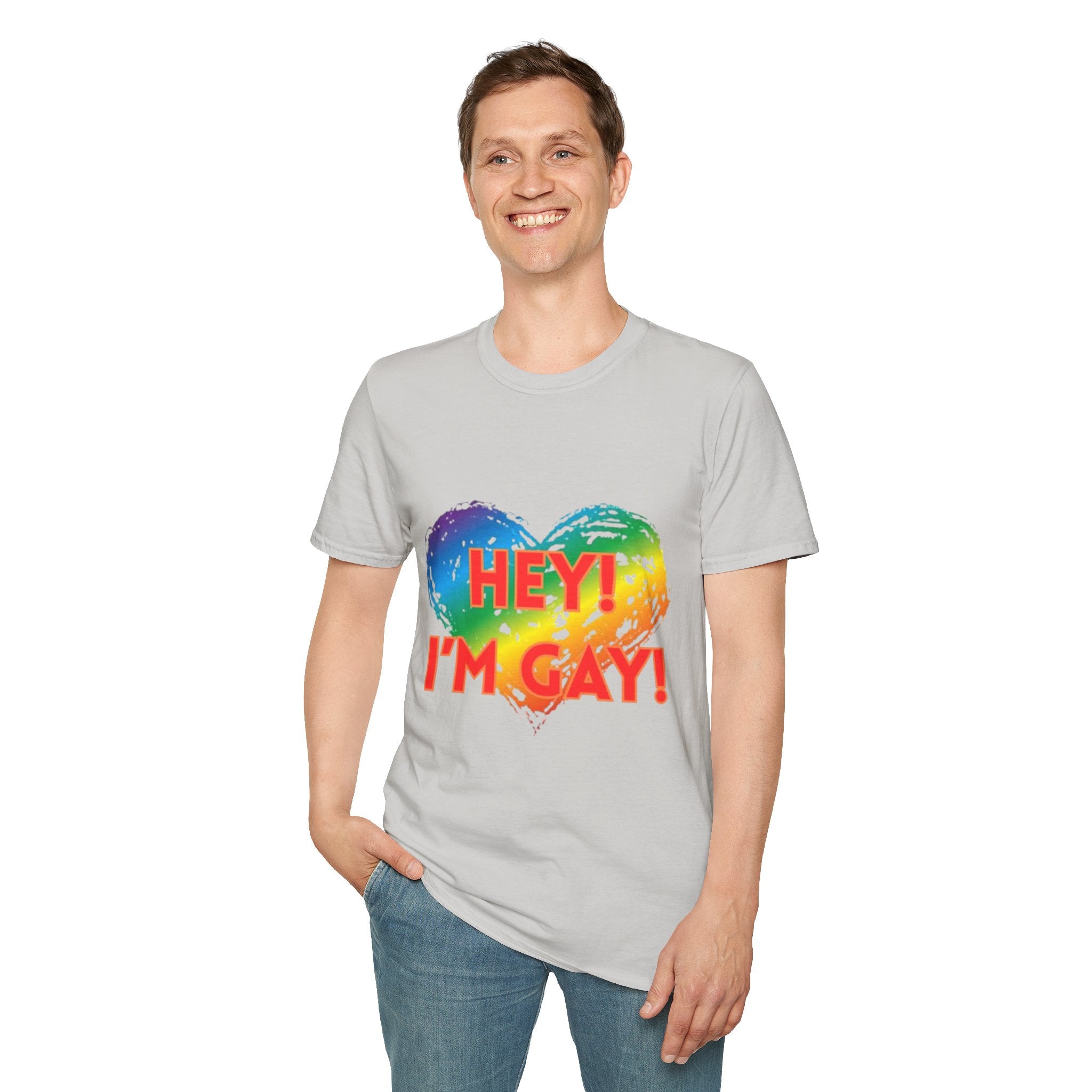 Hey I'm Gay! Unisex Softstyle T-Shirt