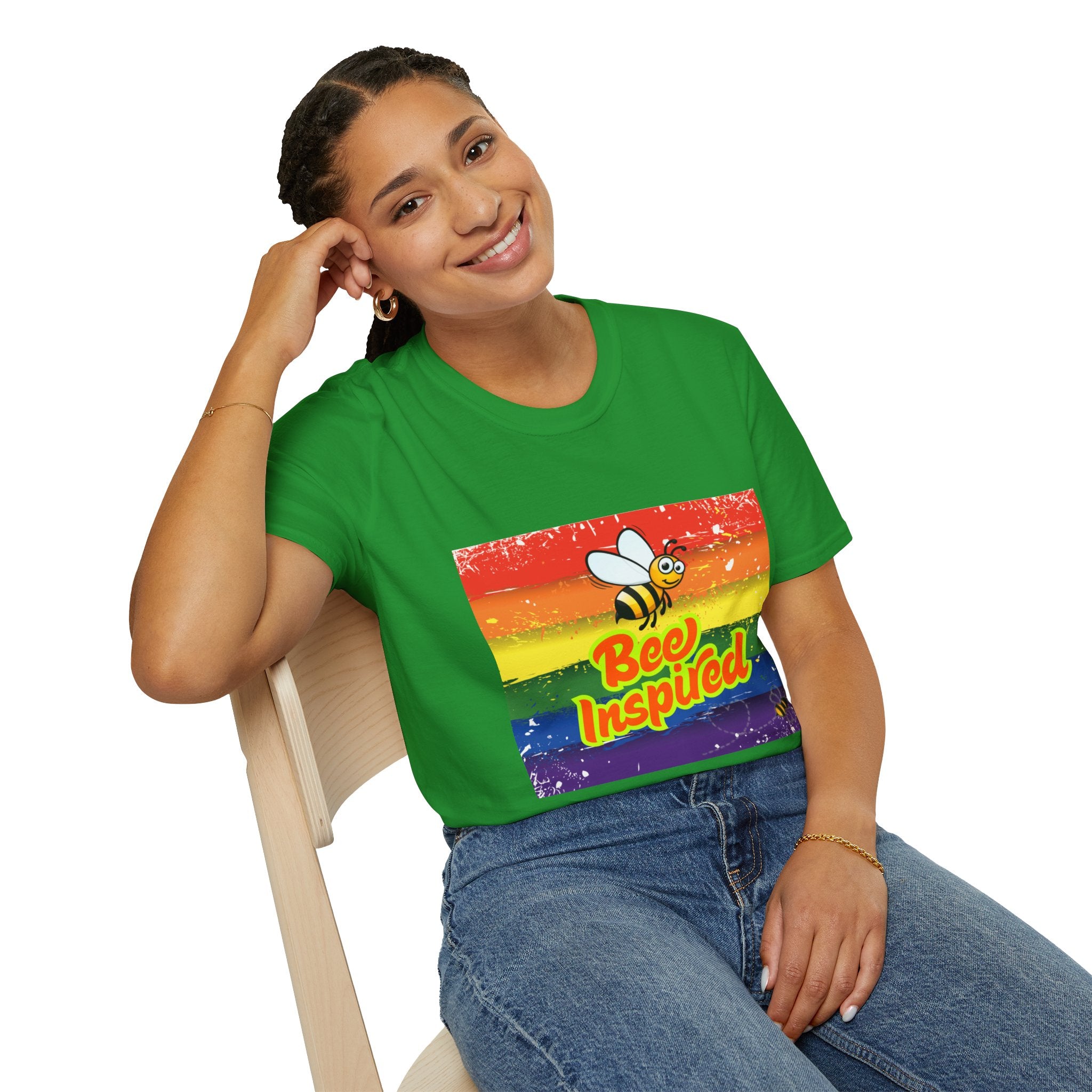 Bee Inspired Rainbow Unisex Softstyle T-Shirt