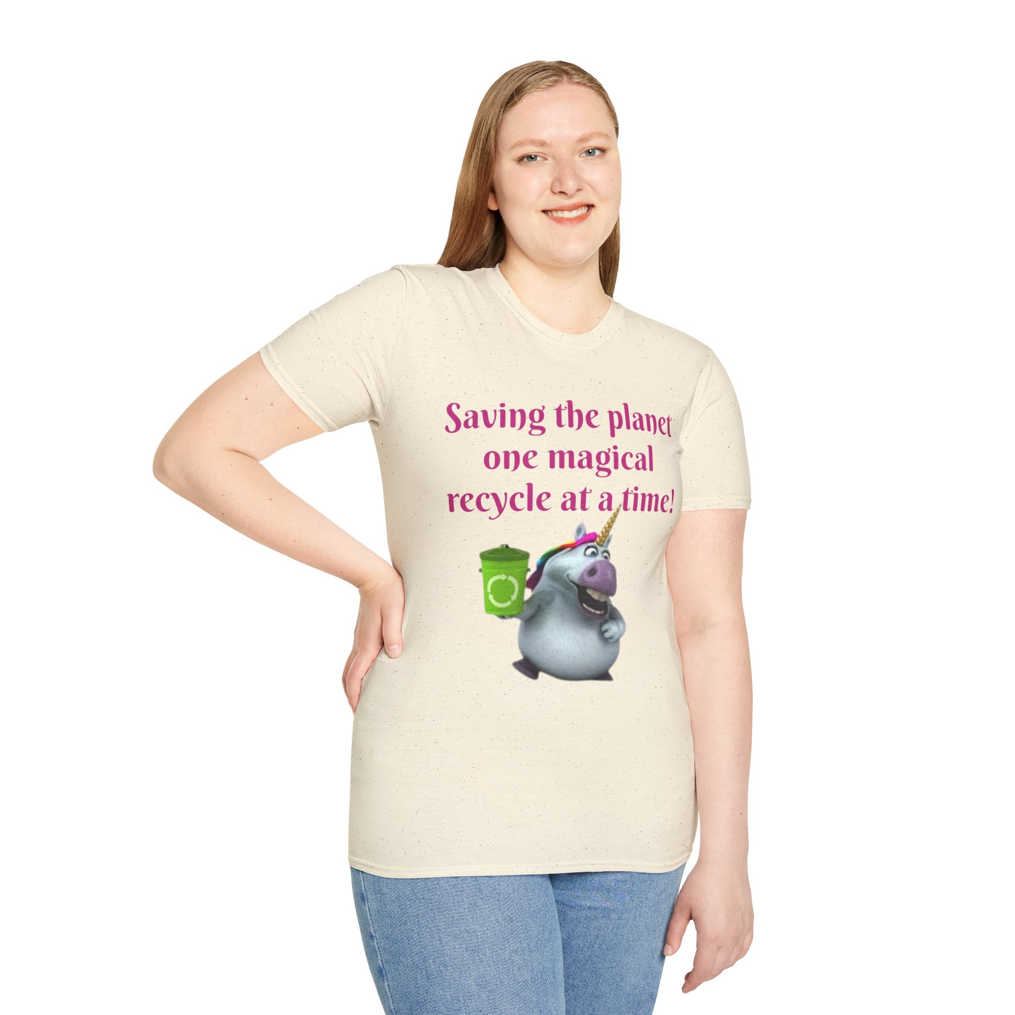 Saving The Planet One Magical Recycle At A Time! Unicorn Unisex Softstyle T-Shirt