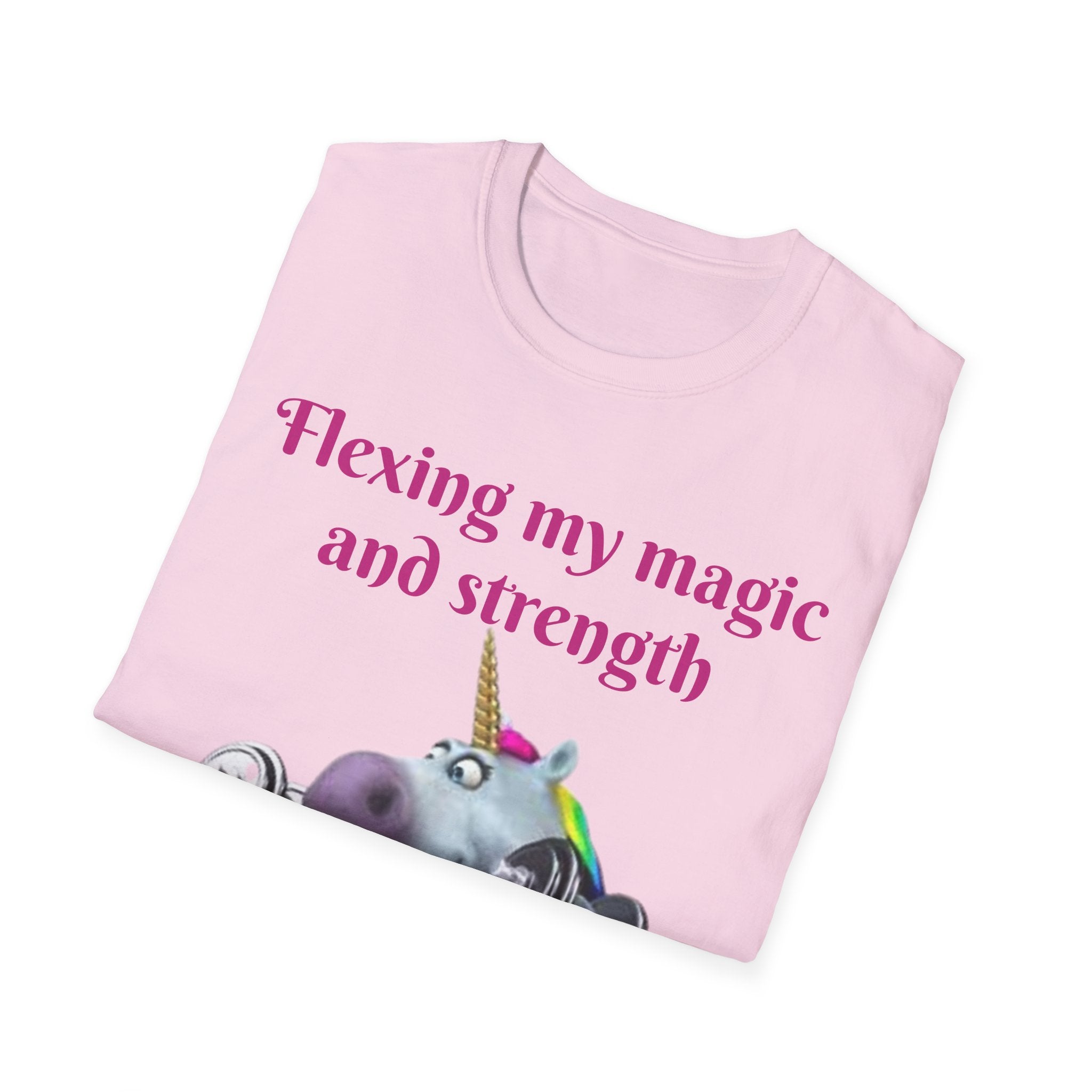 Flexing My Magic And Strength Unicorn Unisex Softstyle T-Shirt