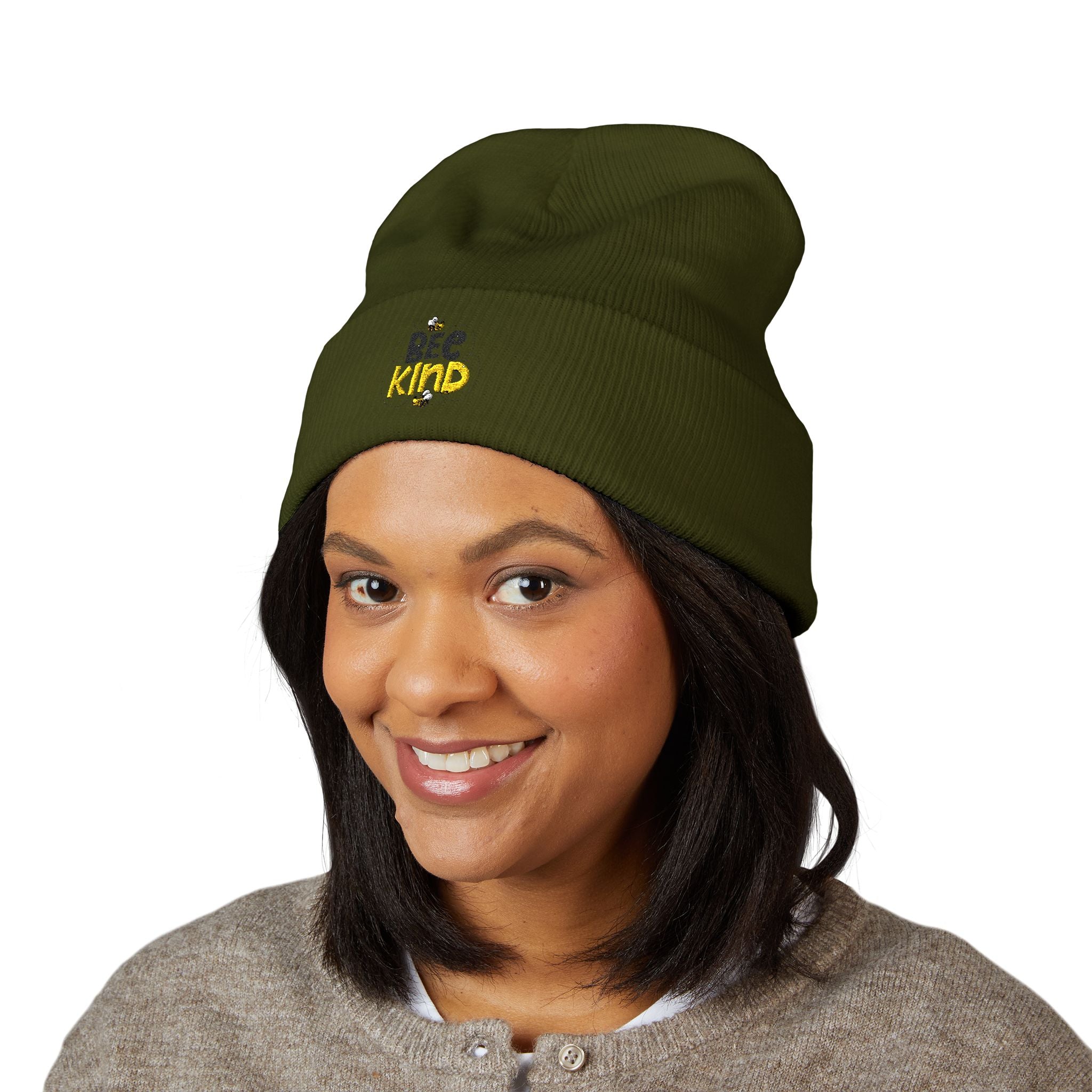 Bee Kind Embroidered Cuffed Beanie