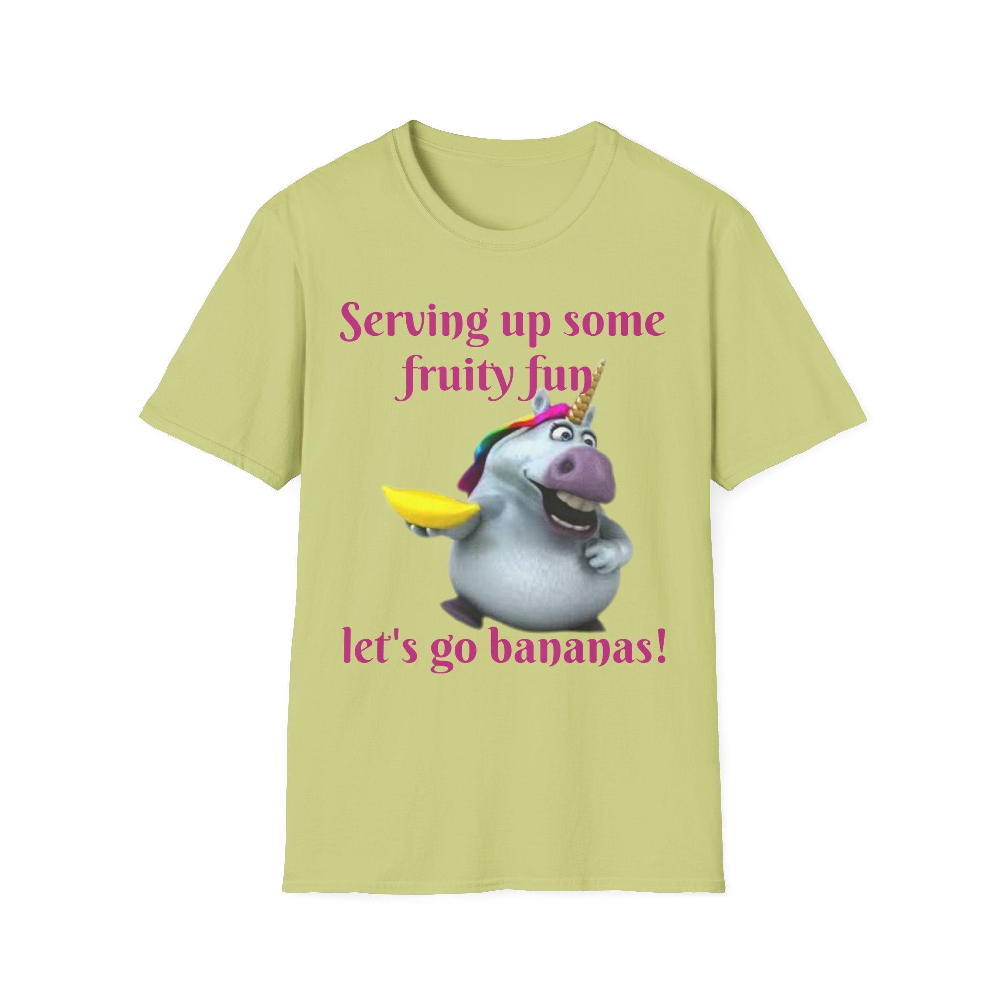 Serving Up Some Fruity Fun Let's Go Bananas Unicorn Unisex Softstyle T-Shirt