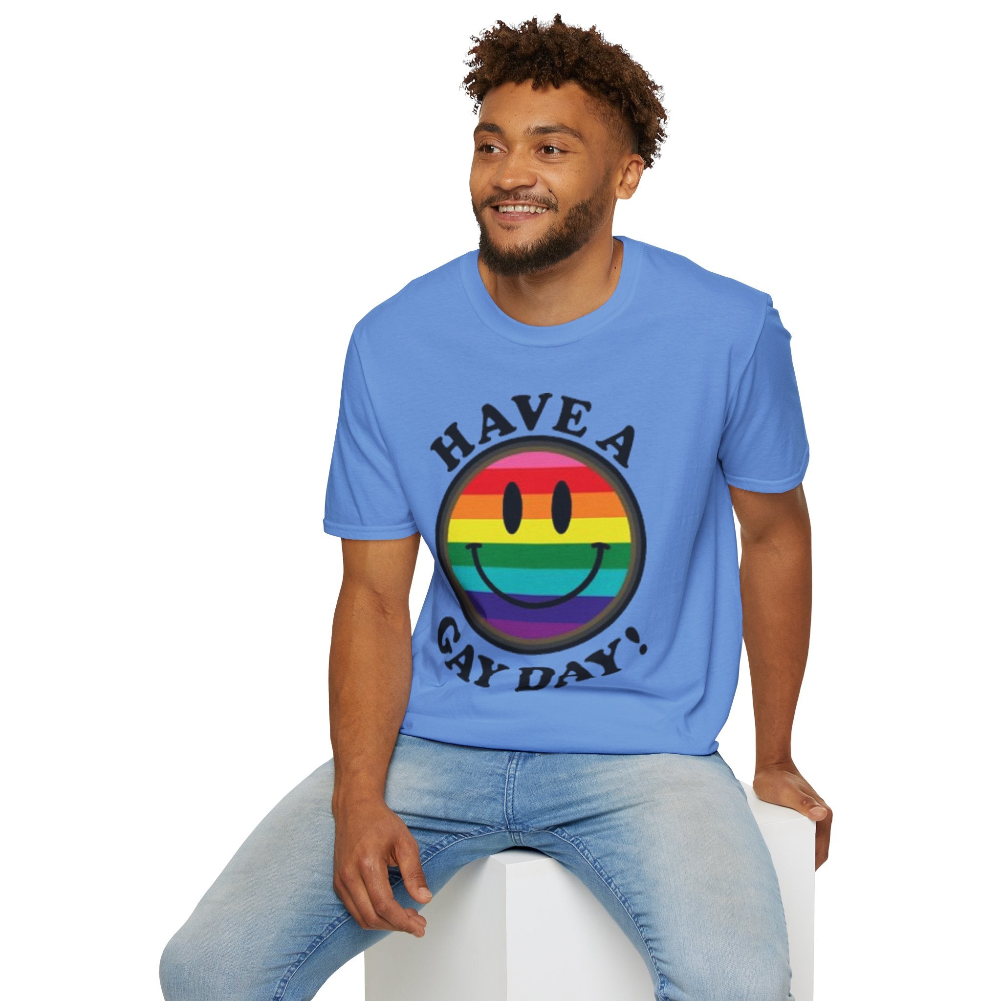 Have A Gay Day Rainbow Smile Unisex Softstyle T-Shirt