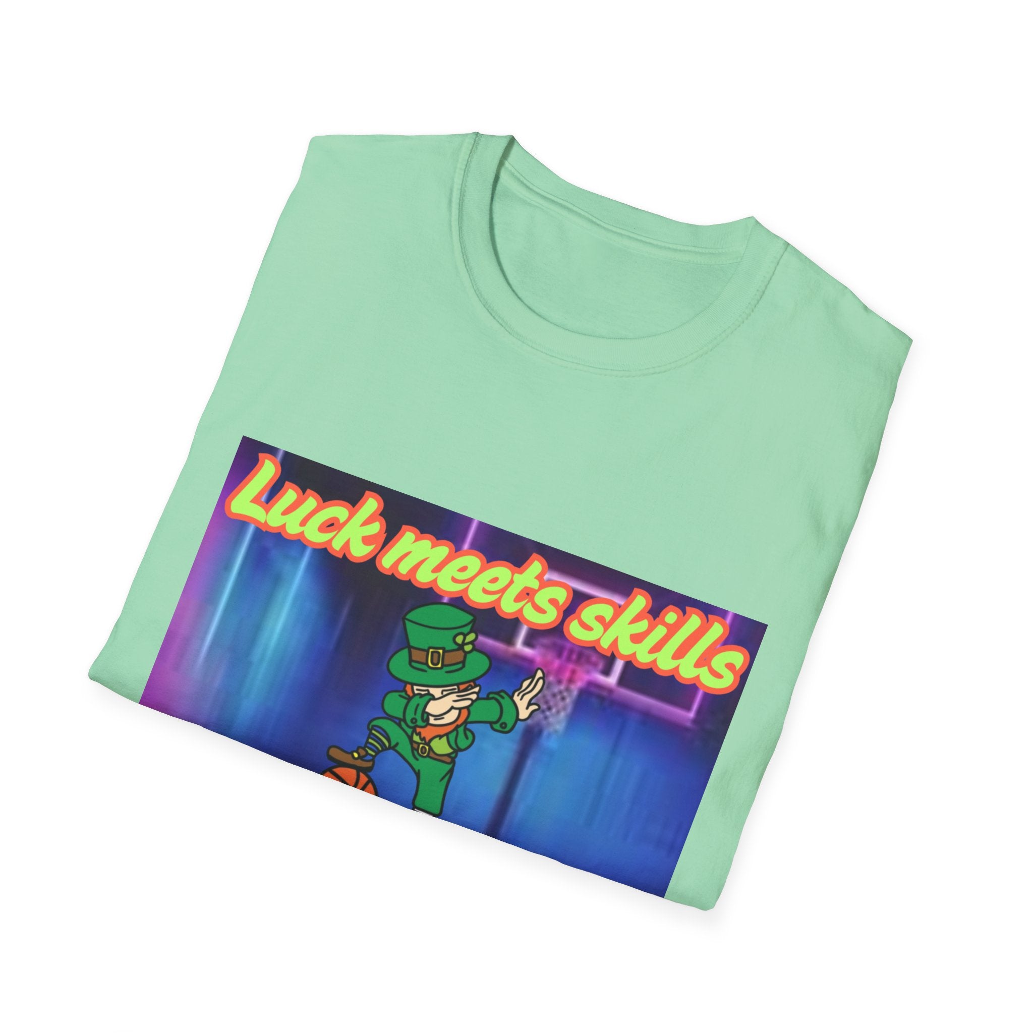 Luck Meets Skills Dabbing Into A Slam Dunk! Unisex Softstyle T-Shirt