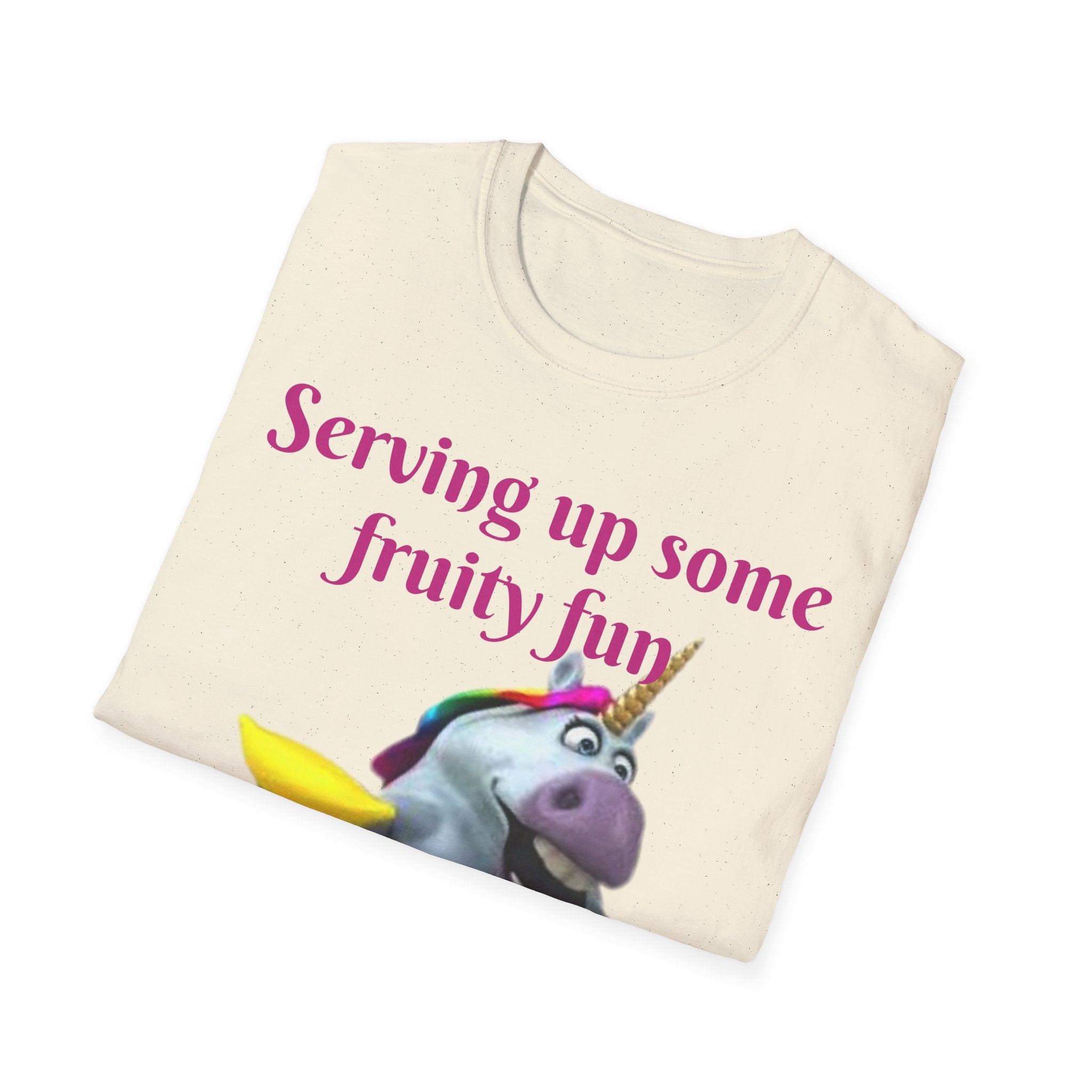Serving Up Some Fruity Fun Let's Go Bananas Unicorn Unisex Softstyle T-Shirt
