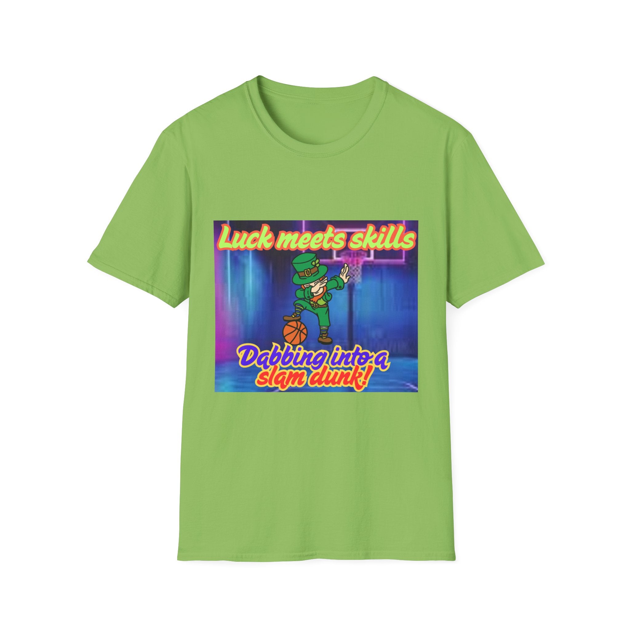 Luck Meets Skills Dabbing Into A Slam Dunk! Unisex Softstyle T-Shirt
