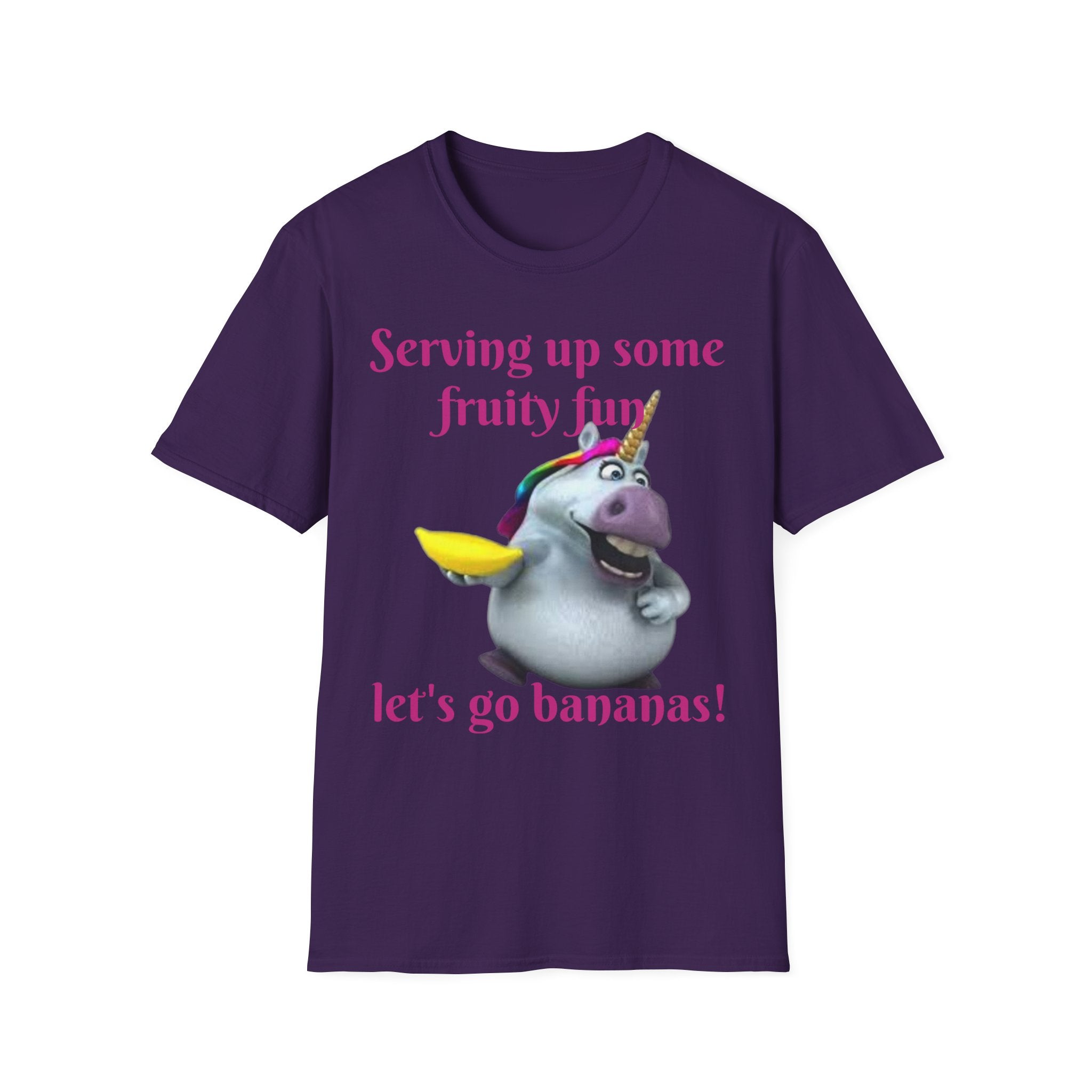 Serving Up Some Fruity Fun Let's Go Bananas Unicorn Unisex Softstyle T-Shirt