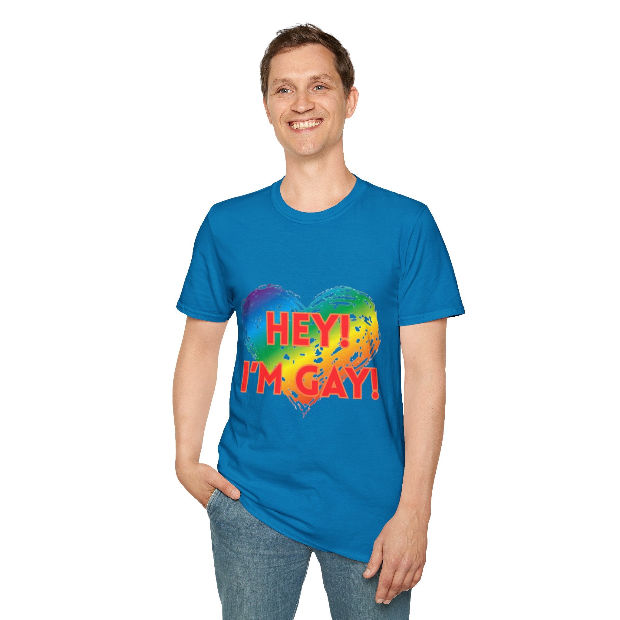 Hey I'm Gay! Unisex Softstyle T-Shirt