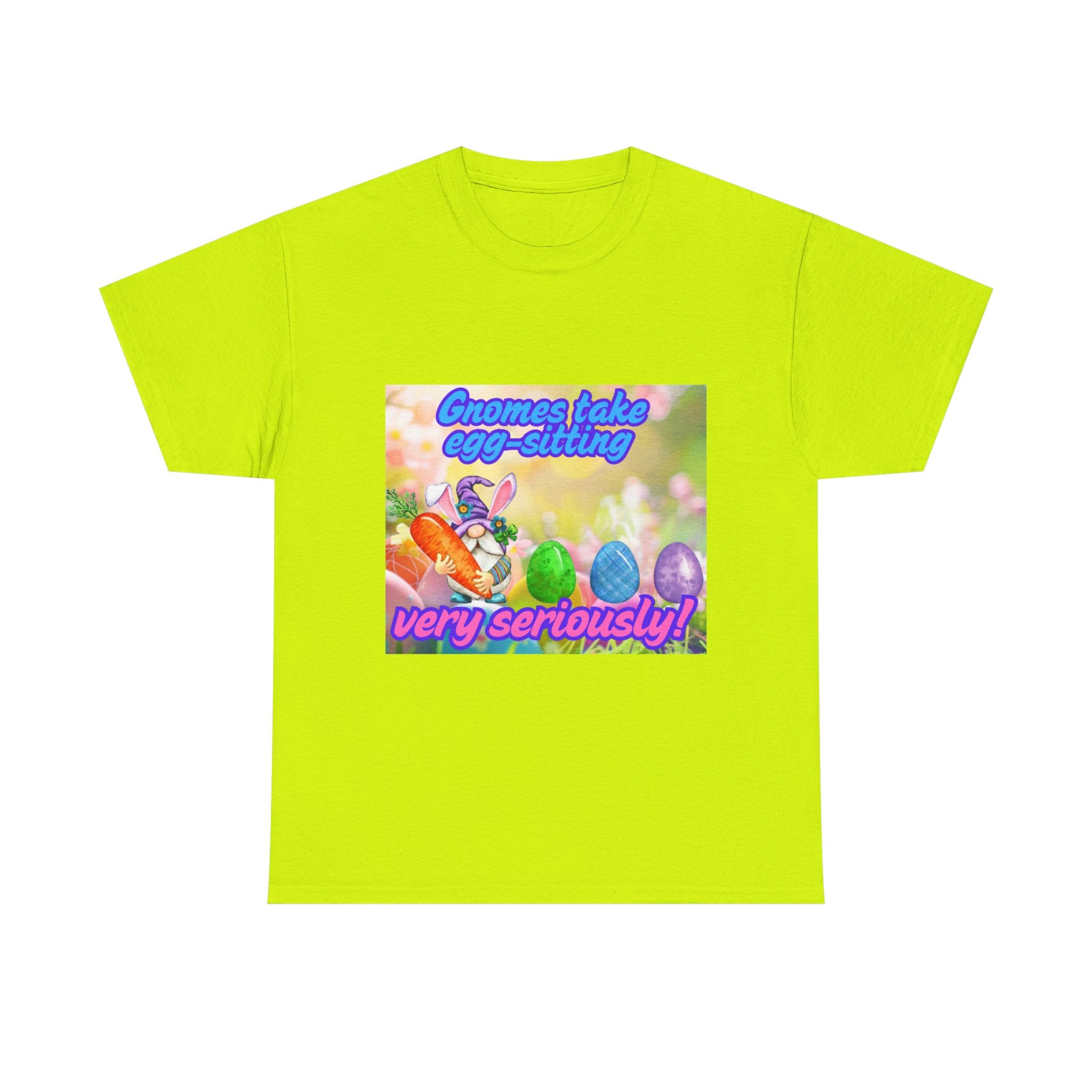 Gnomes Take Egg-Sitting Very Seriously Unisex Heavy Cotton T-Shirt