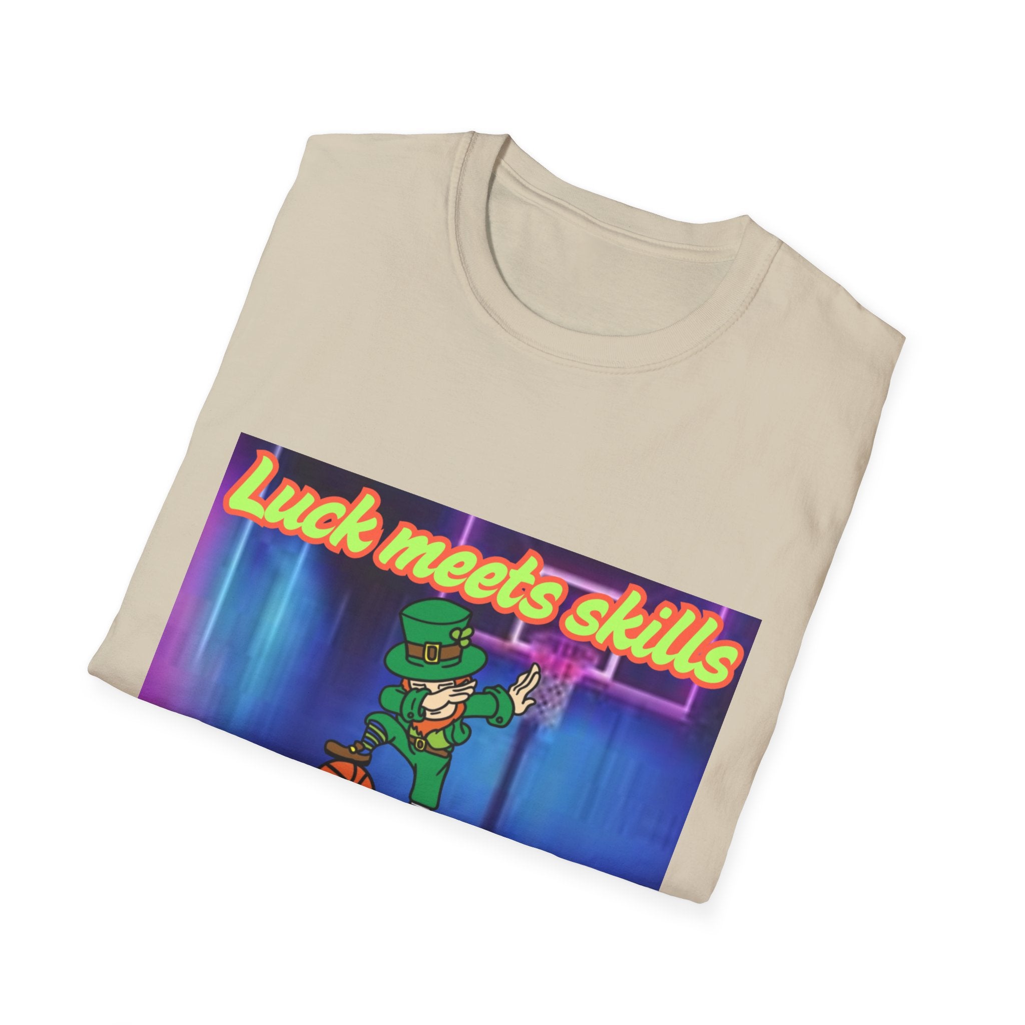 Luck Meets Skills Dabbing Into A Slam Dunk! Unisex Softstyle T-Shirt