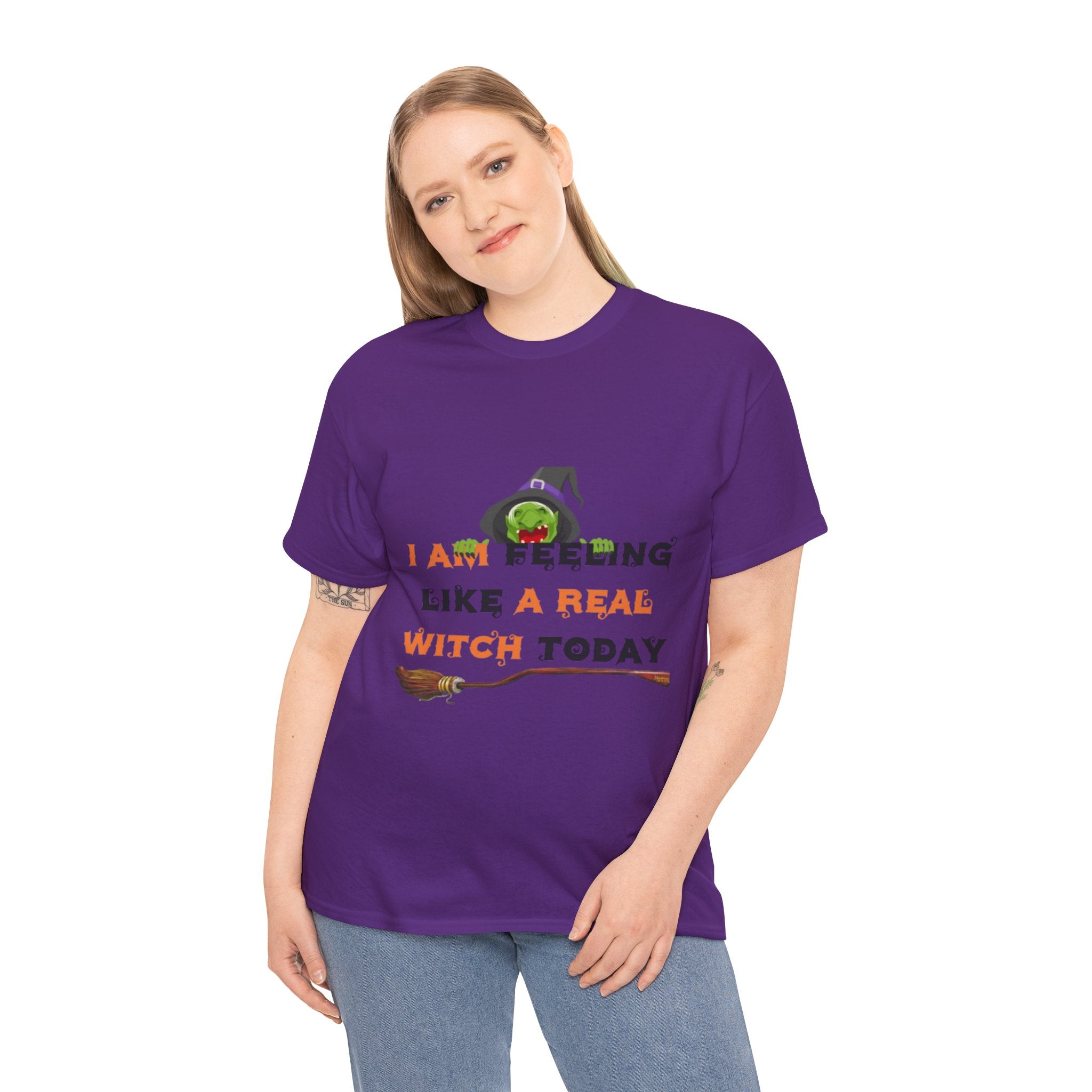 I Am Feeling Like A Real Witch Today Unisex Heavy Cotton Short Sleeve T-Shirt