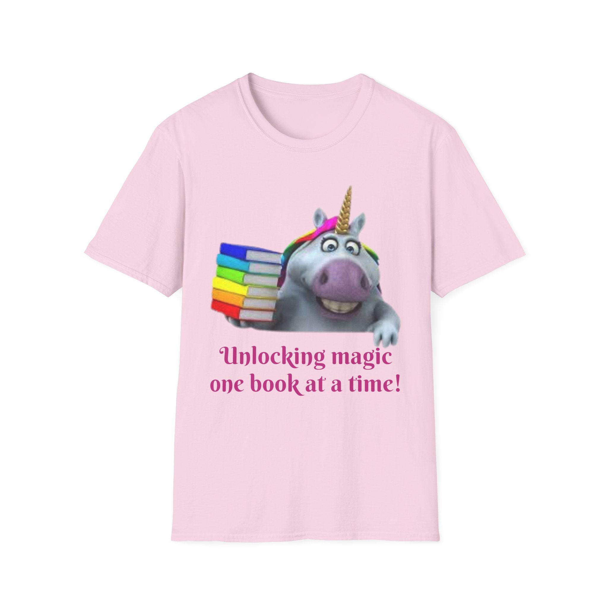 Unlocking Magic, One Book At A Time! Unicorn Unisex Softstyle T-Shirt