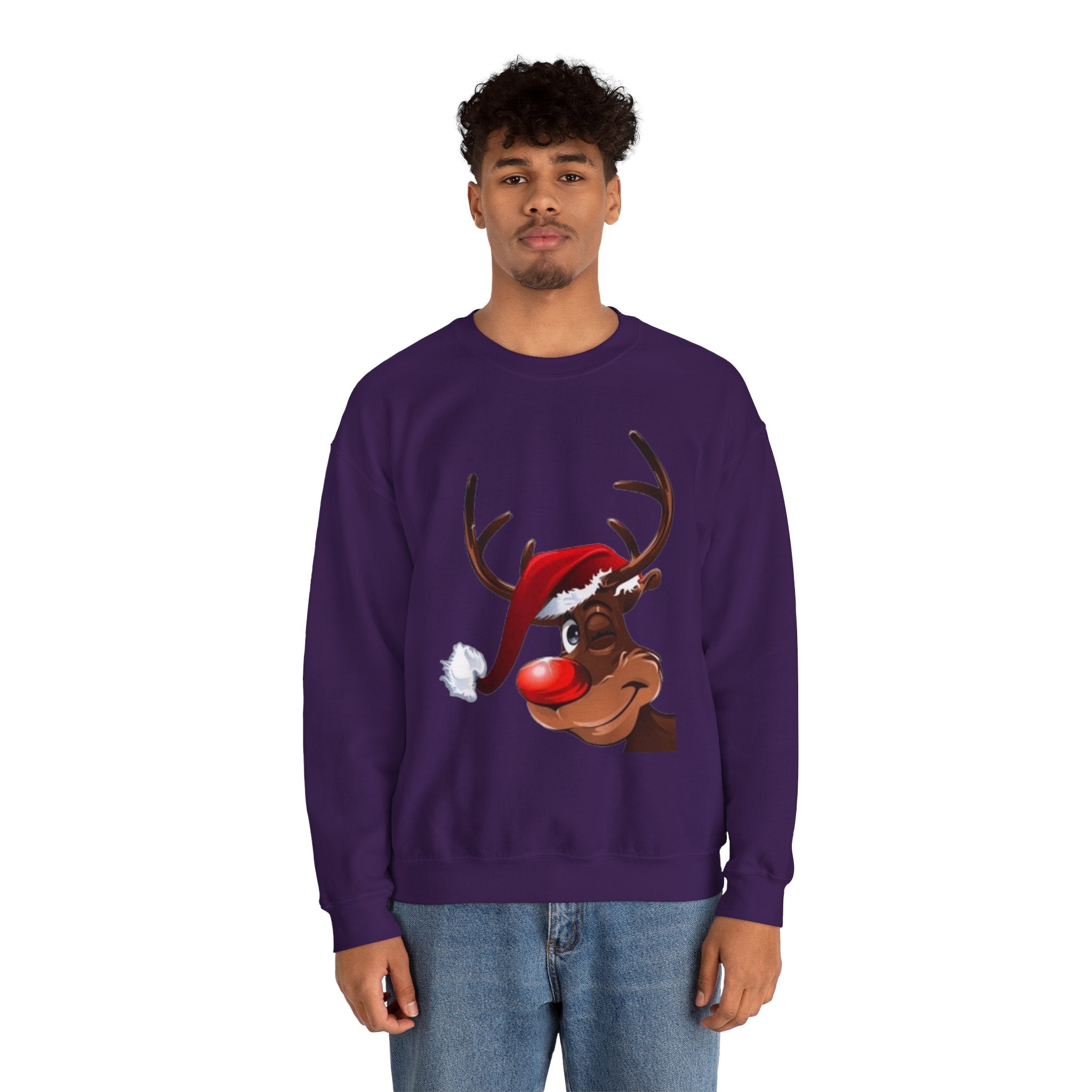 Festive Reindeer Unisex Heavy Blend™ Crewneck Sweatshirt