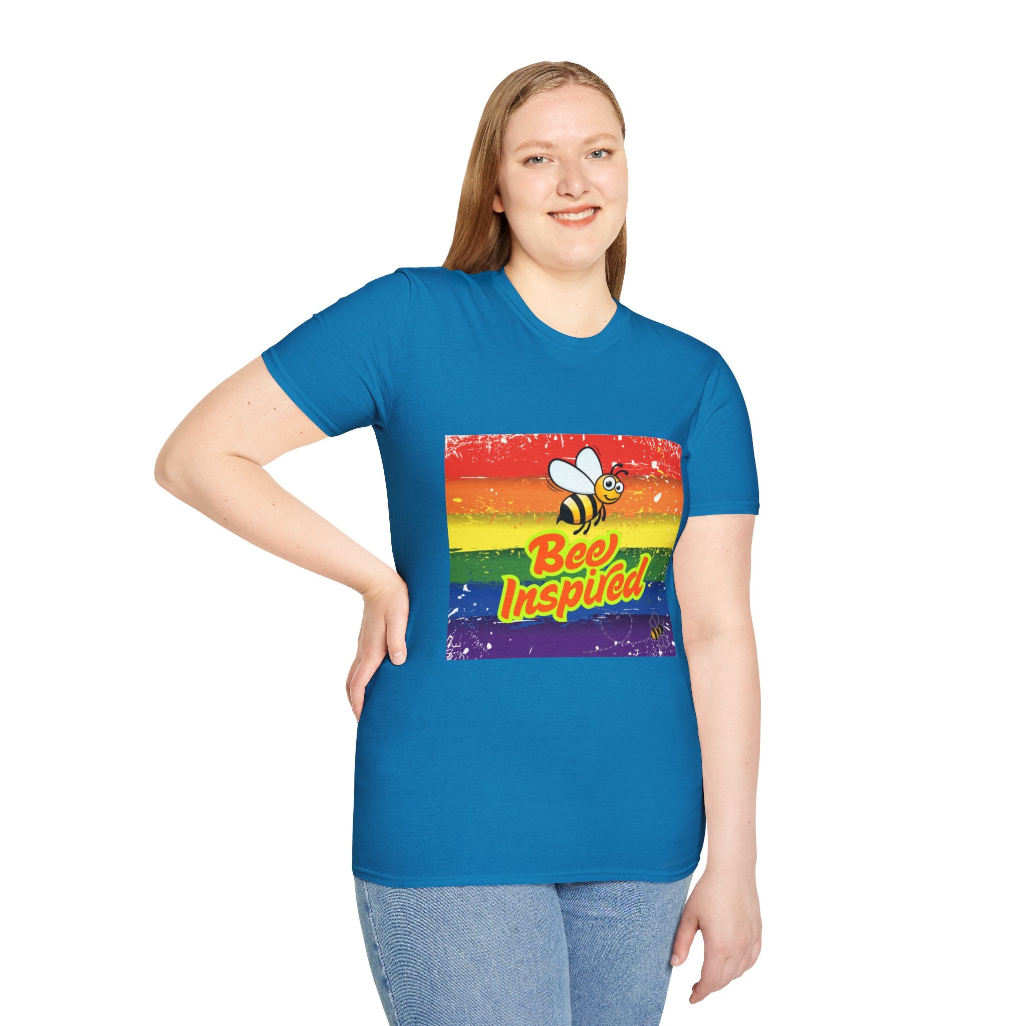 Bee Inspired Rainbow Unisex Softstyle T-Shirt