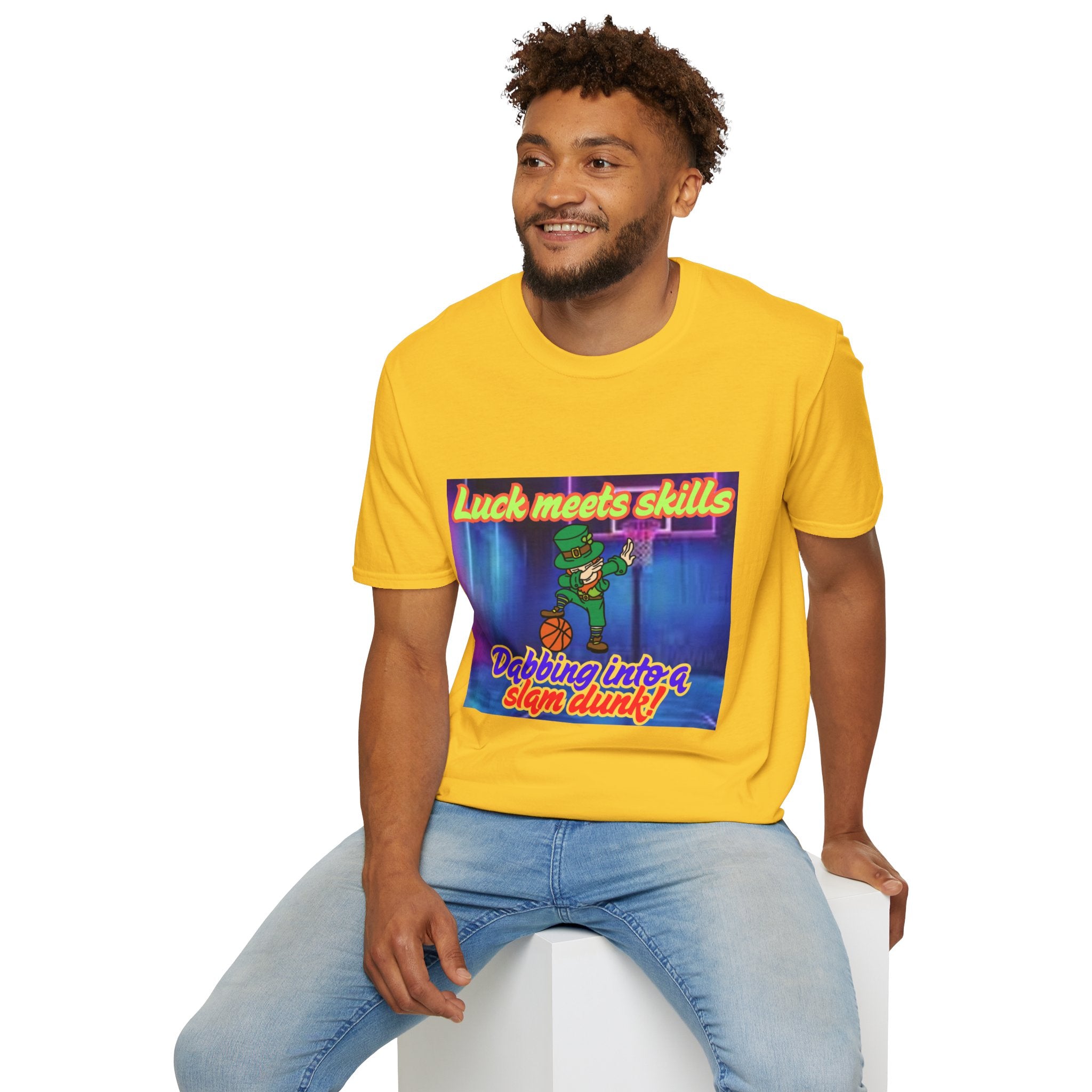 Luck Meets Skills Dabbing Into A Slam Dunk! Unisex Softstyle T-Shirt