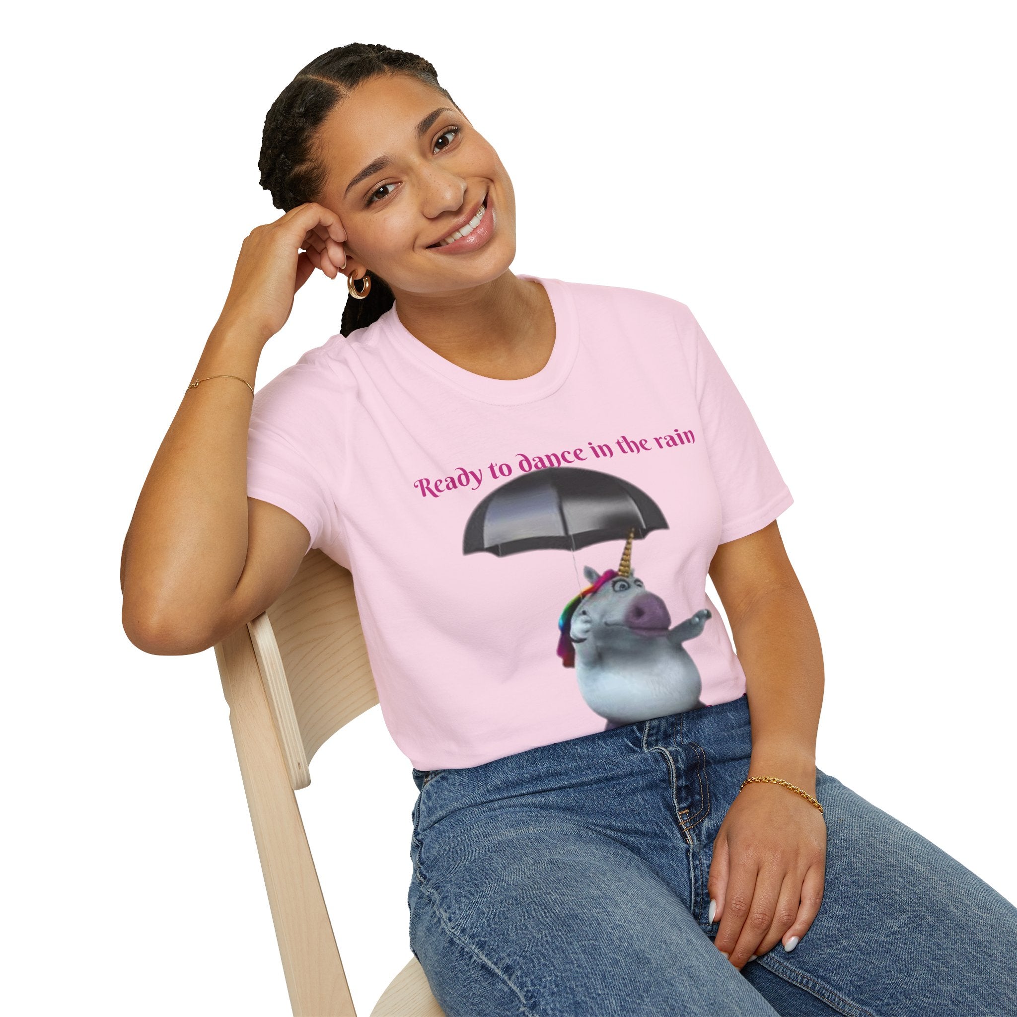Ready to Dance In The Rain With A Splash Of Style Unicorn Unisex Softstyle T-Shirt