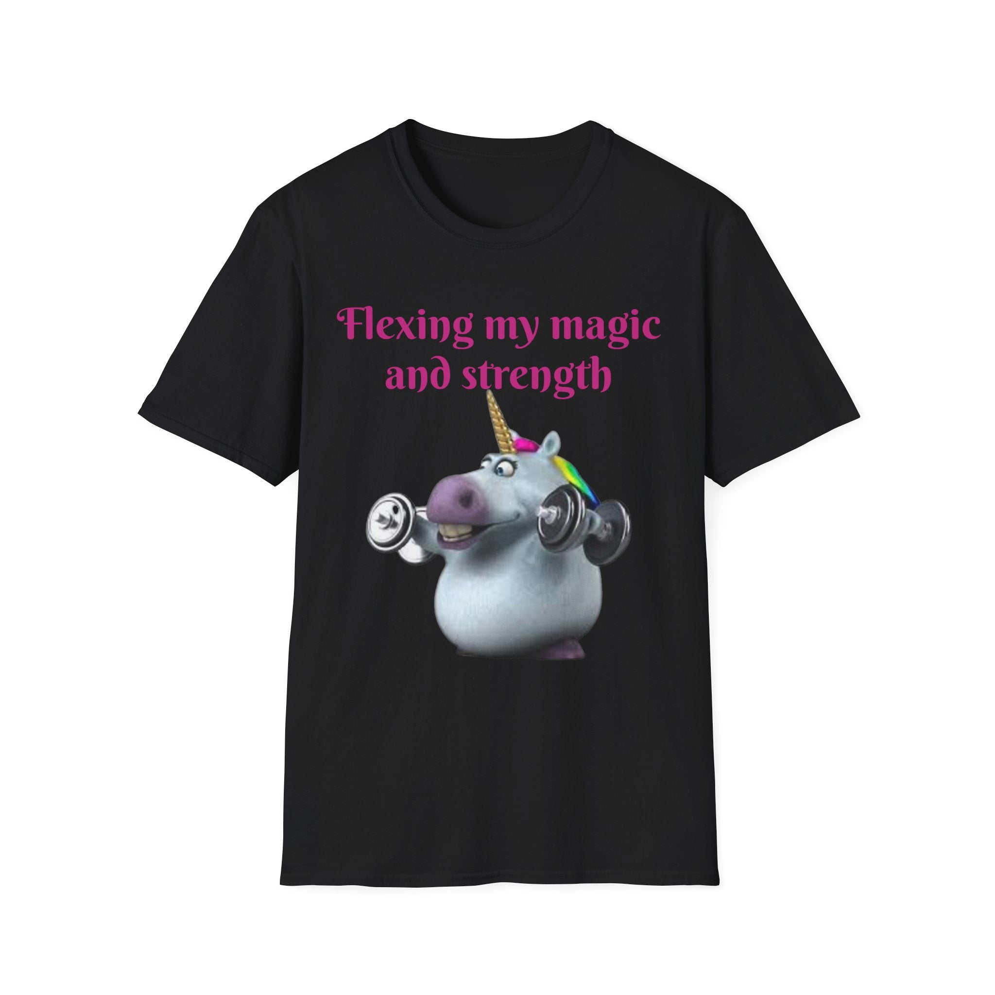 Flexing My Magic And Strength Unicorn Unisex Softstyle T-Shirt