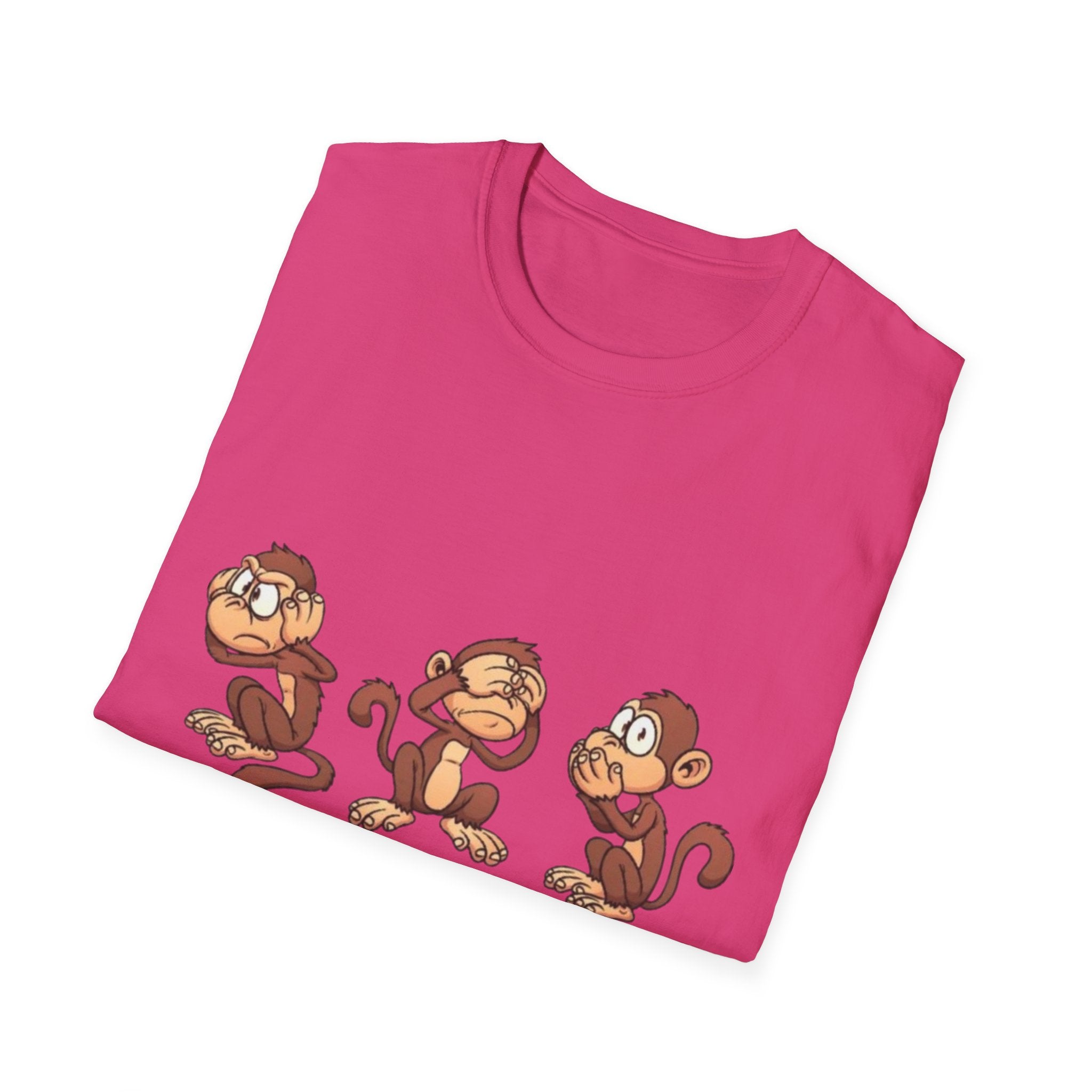 Monkey Hear, See, Say What? Unisex Softstyle T-Shirt