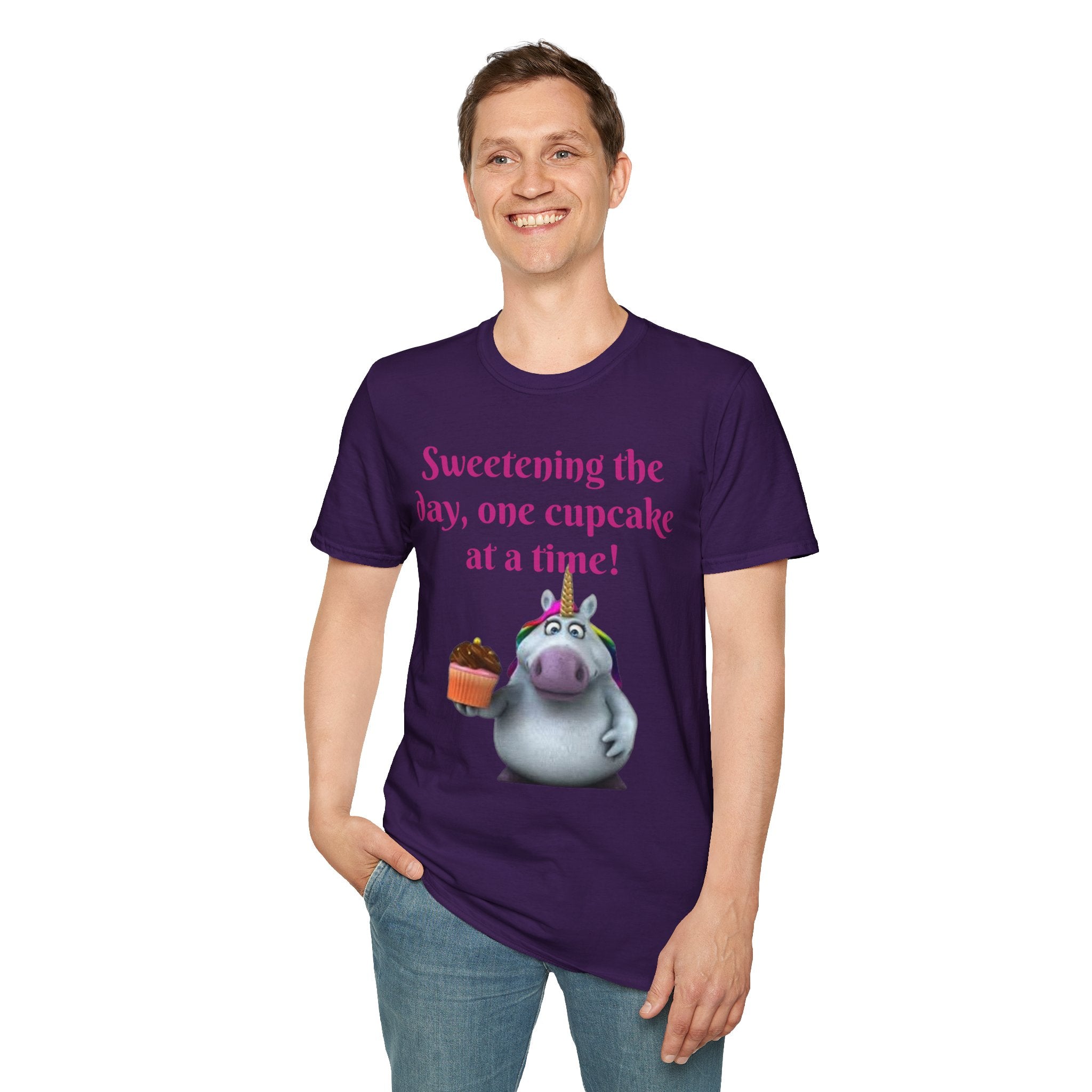 Sweetening The Day, One Cupcake At A Time! Unicorn Unisex Softstyle T-Shirt