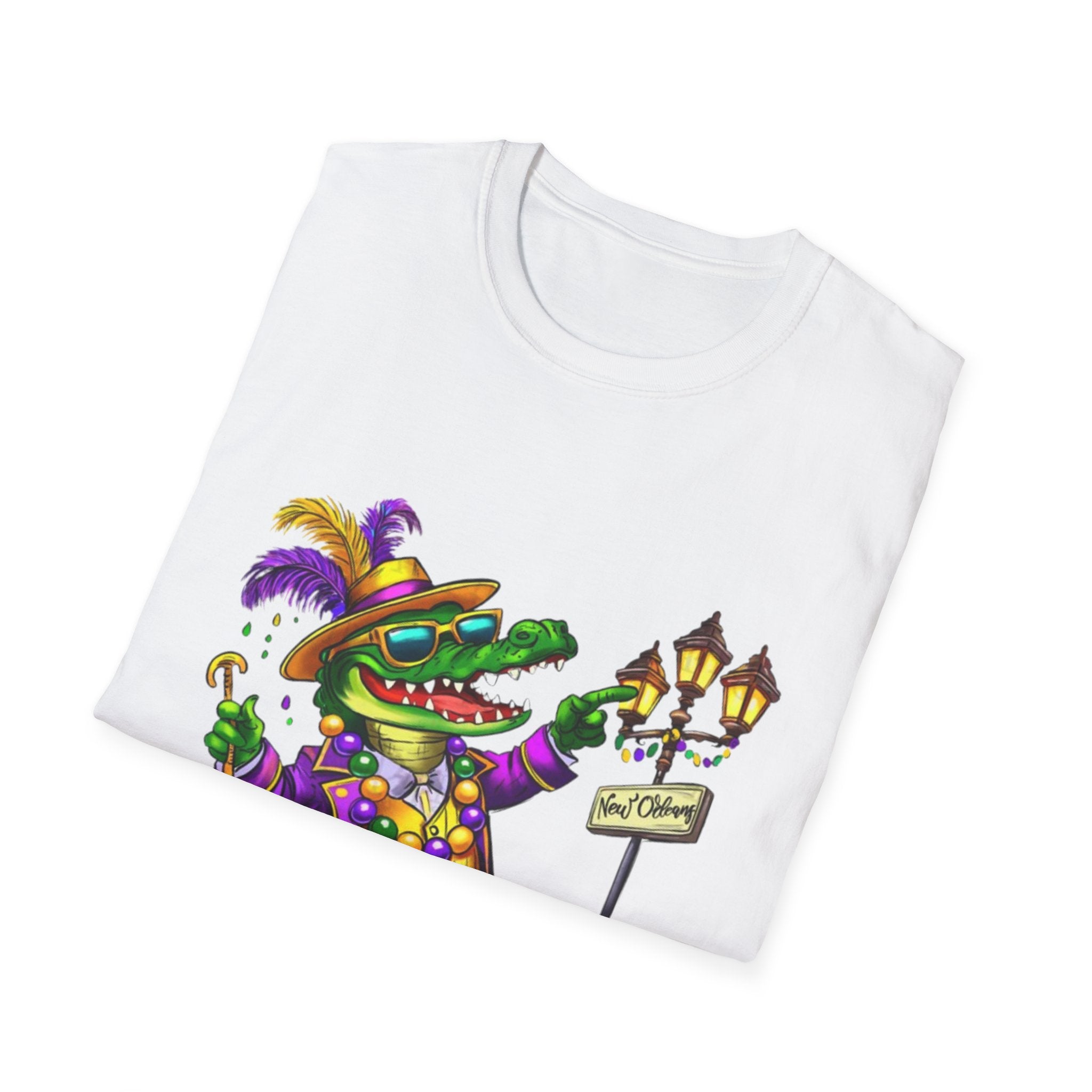 Mardi Gras Gator Unisex Softstyle T-Shirt
