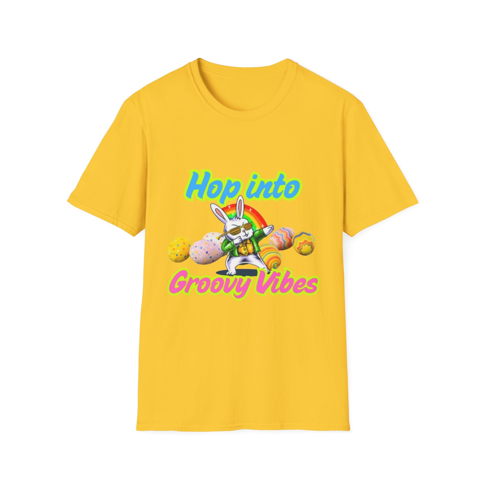 Hop Into Groovy Vibes Bunny Unisex Softstyle T-Shirt