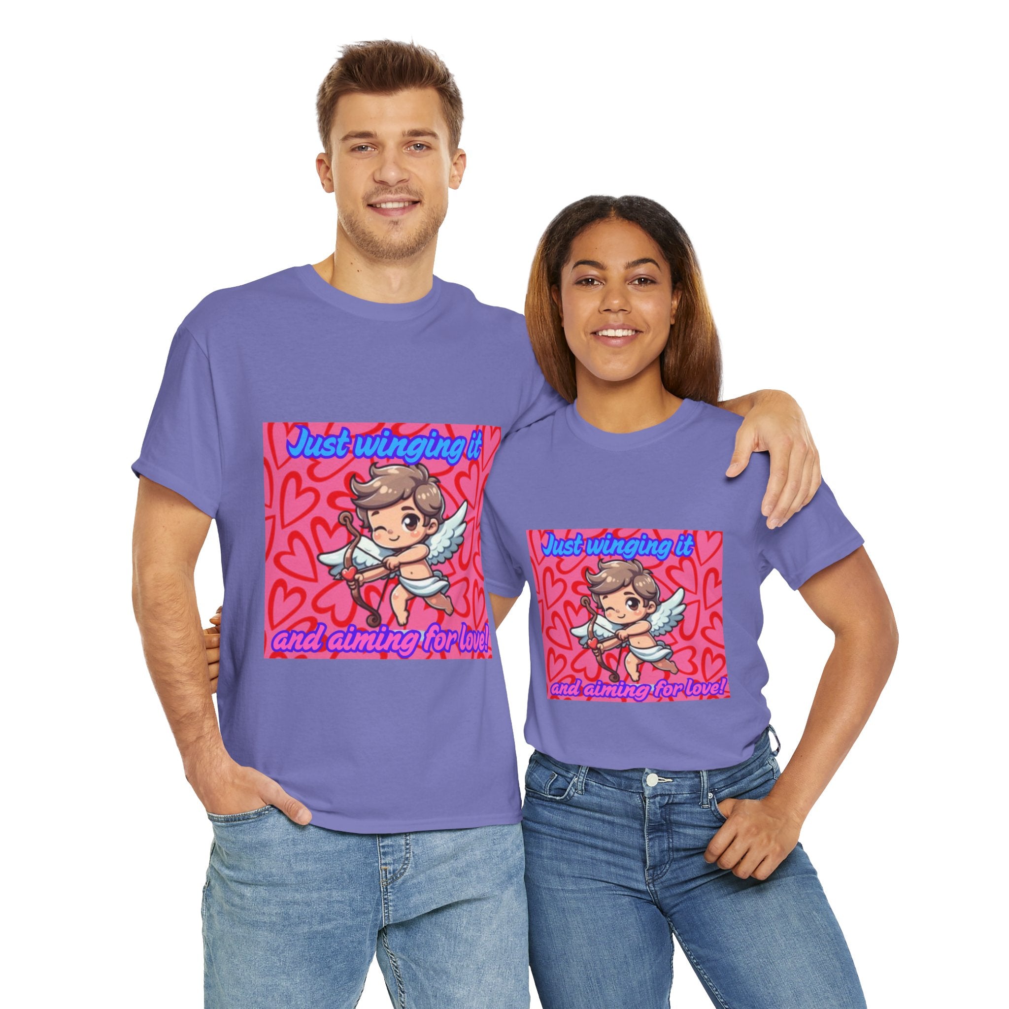 Just Winging It And Aiming For Love Unisex Heavy Cotton T-Shirt