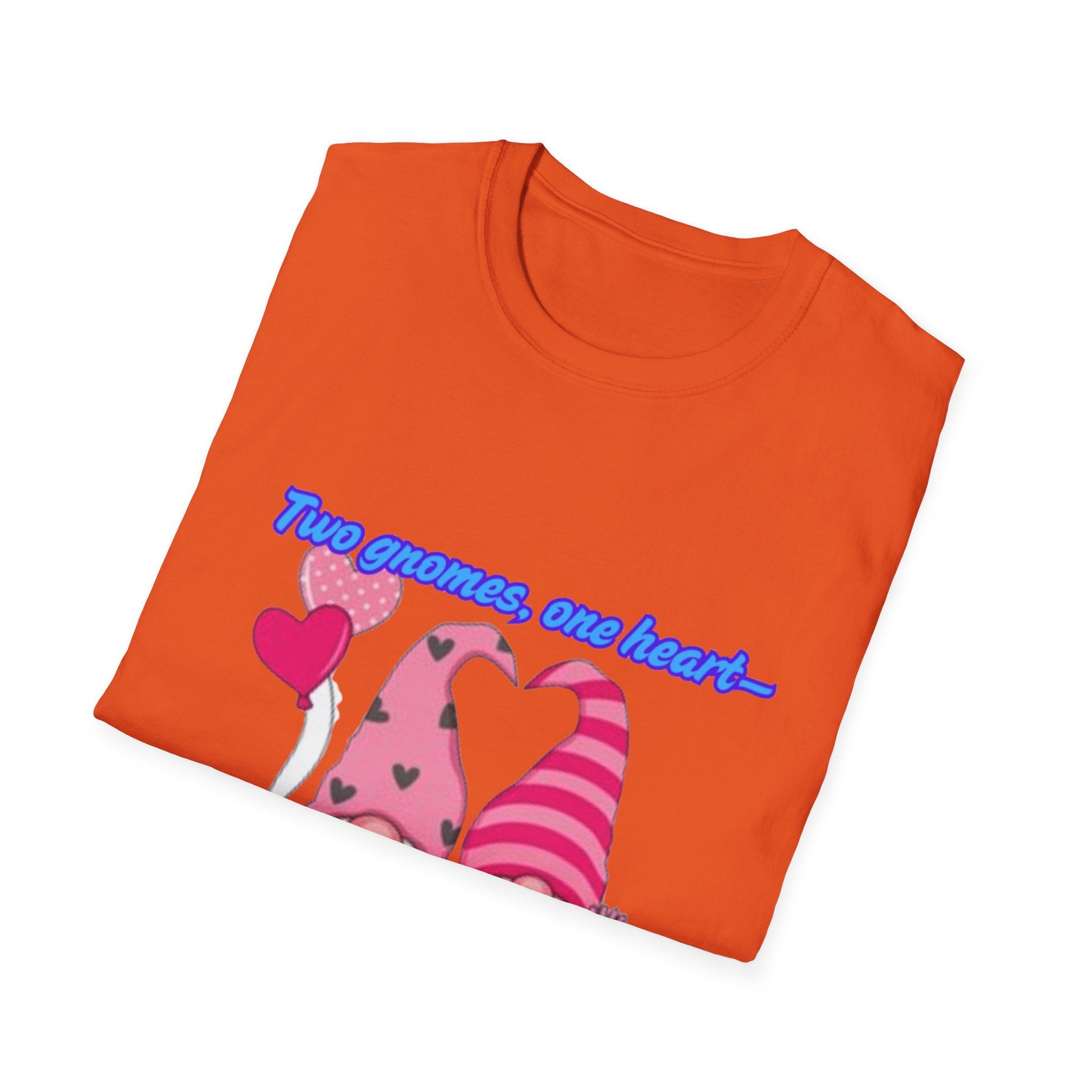 Two Gnomes, One Heart- Let's Make Love Grow Wild Unisex Softstyle T-Shirt