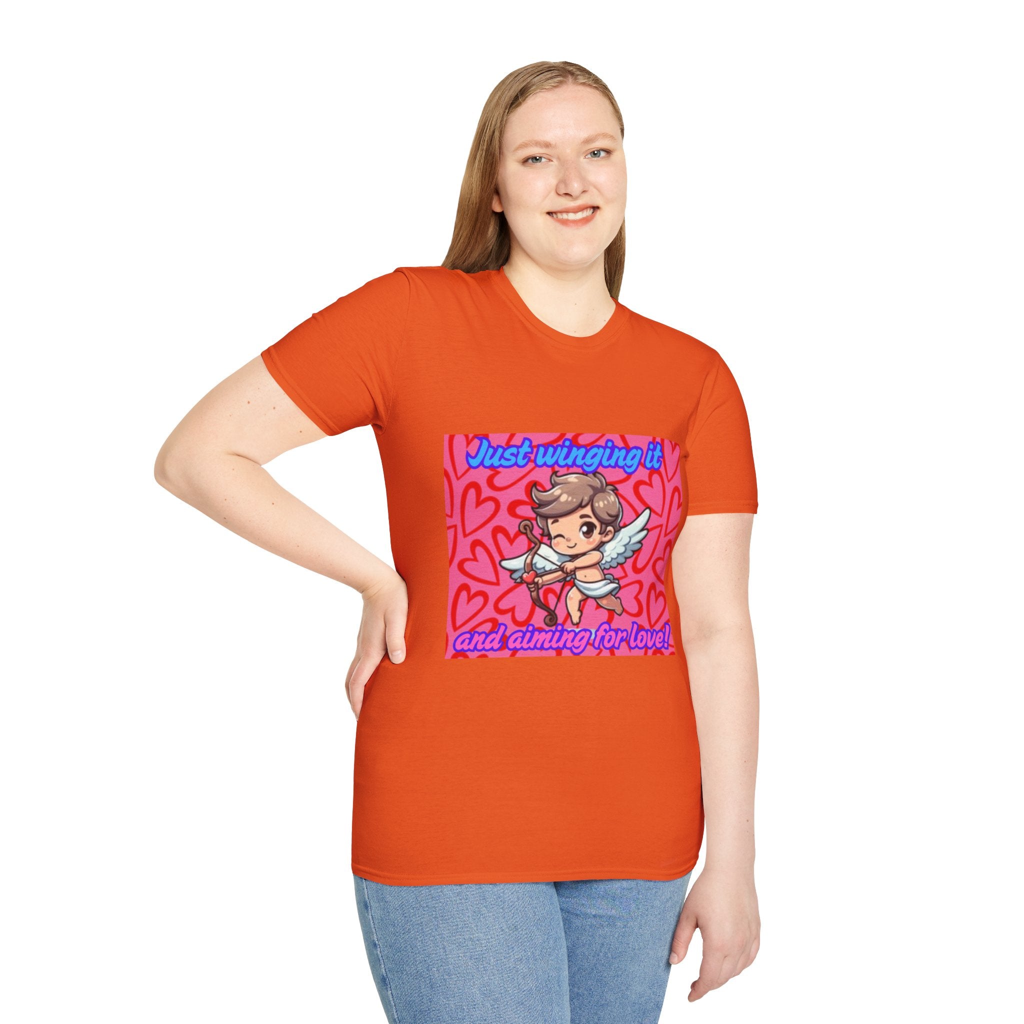 Just Winging It And Aiming For Love Unisex Softstyle T-Shirt