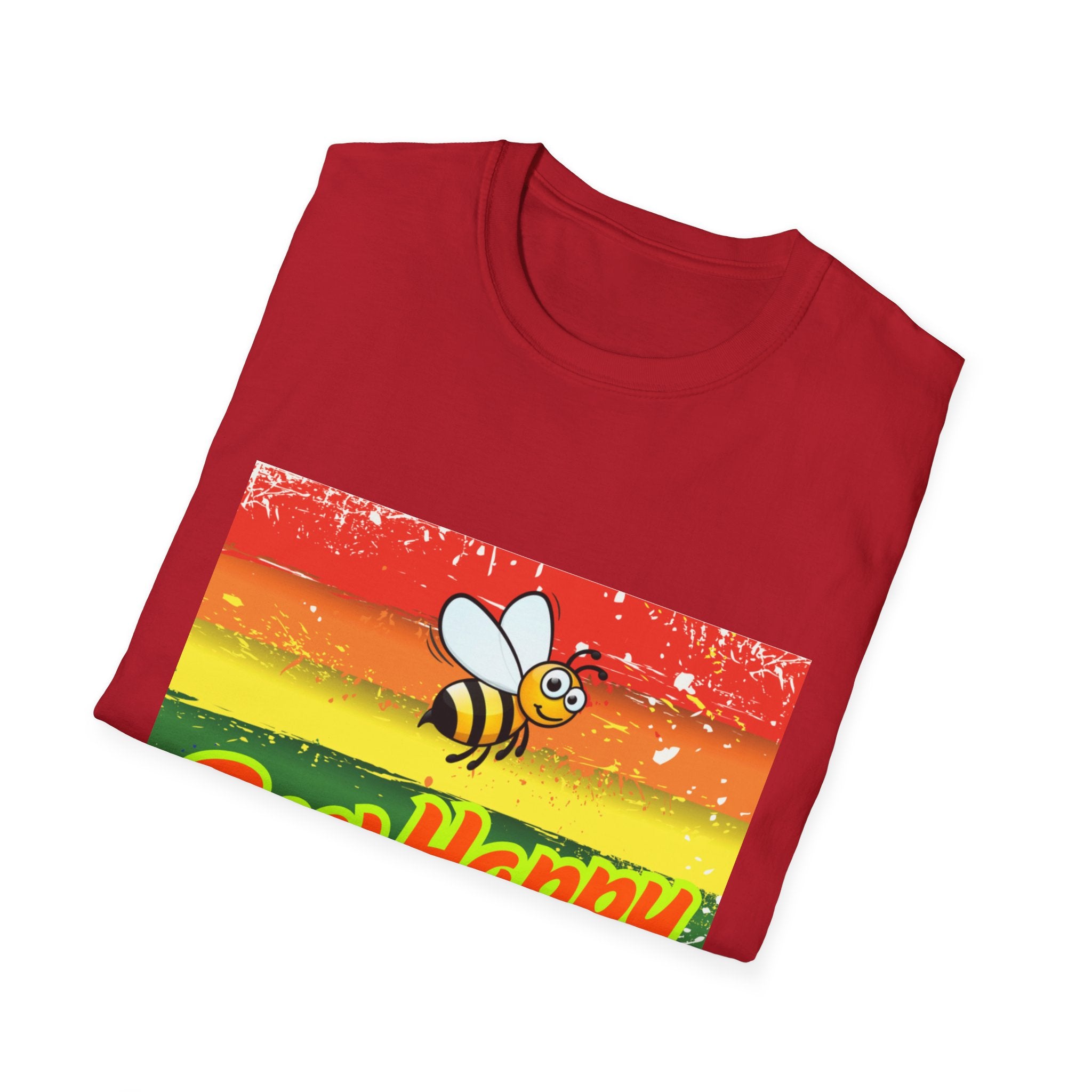 Bee Happy Rainbow Unisex Softstyle T-Shirt